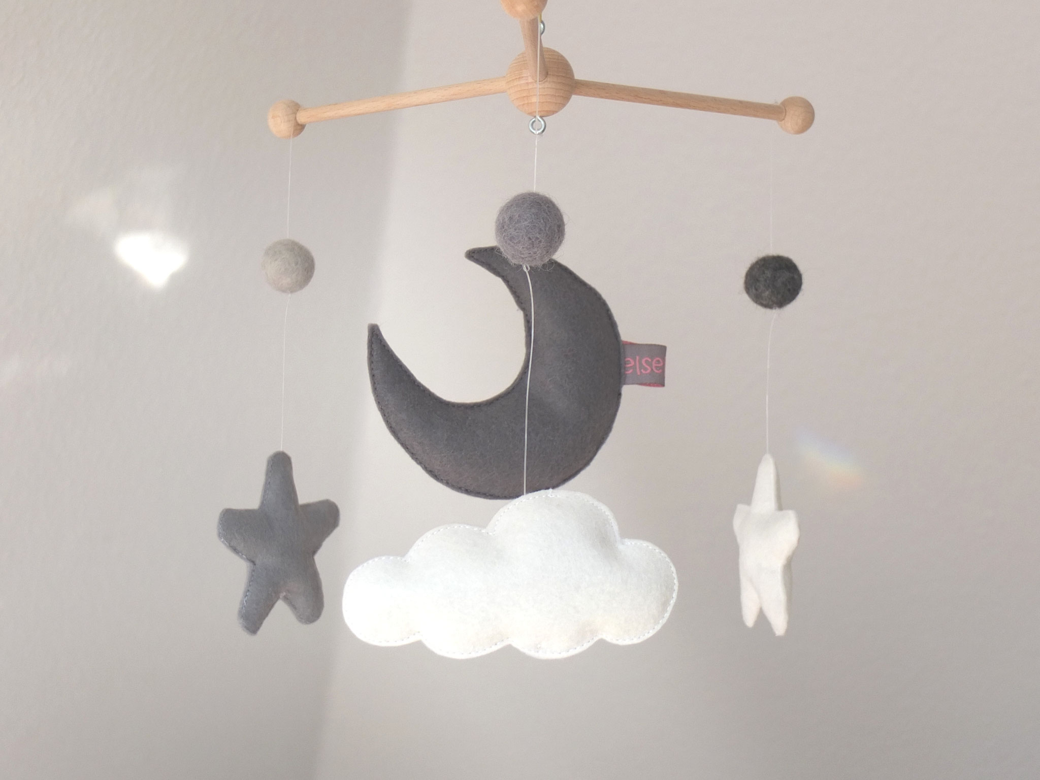Filz Und Baby Mobile Klein Grau