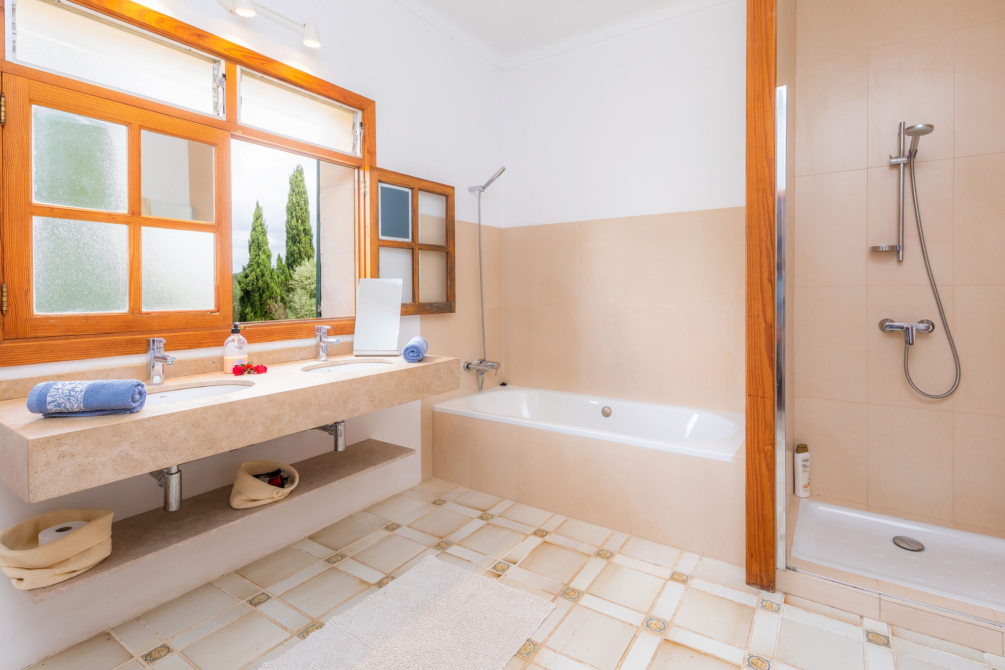 accessible bathroom with tub and shower, ground floor