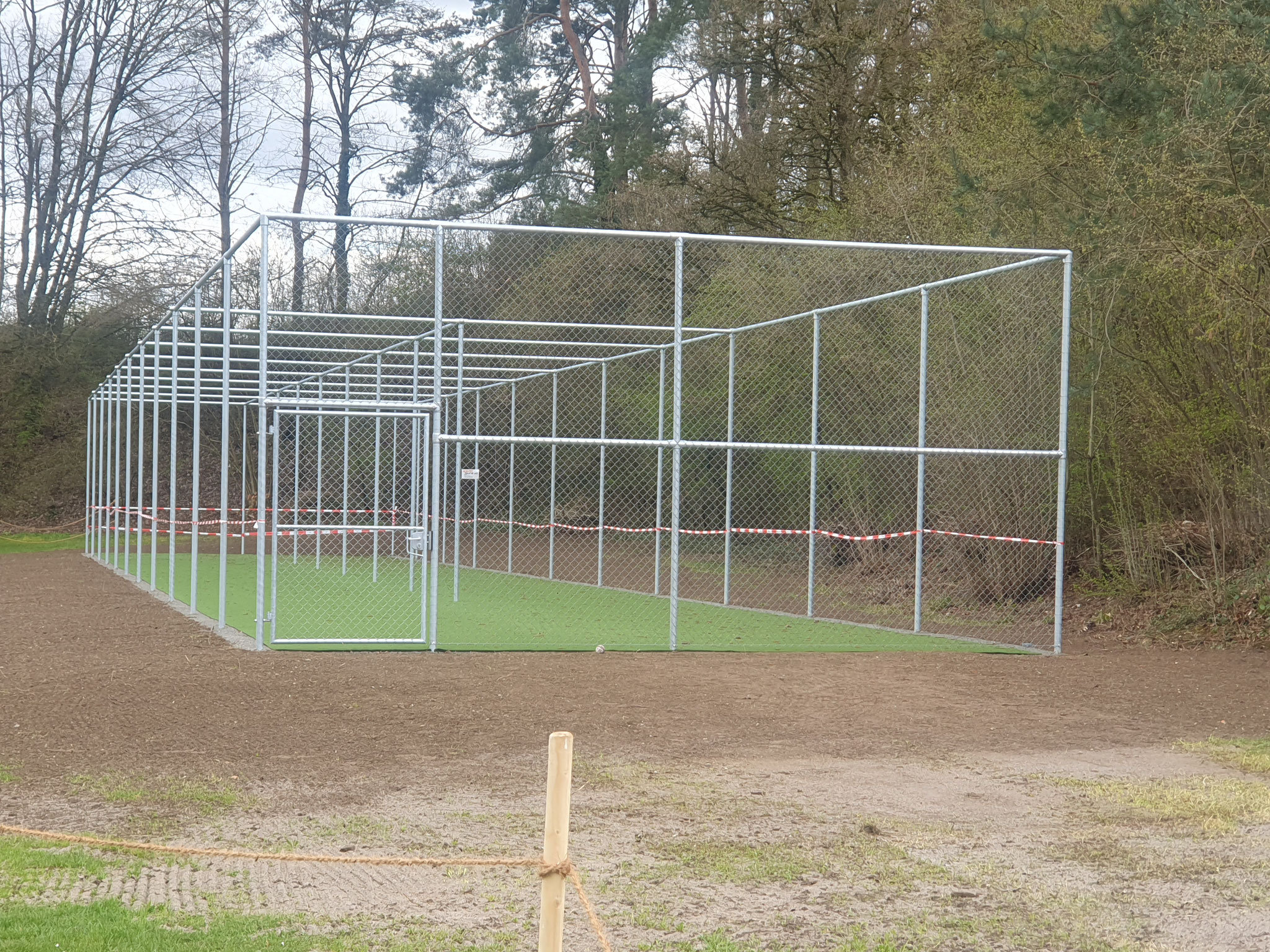 By the beginning of April 2026 it only remained for the netting to be installed and the permanent creases added.
