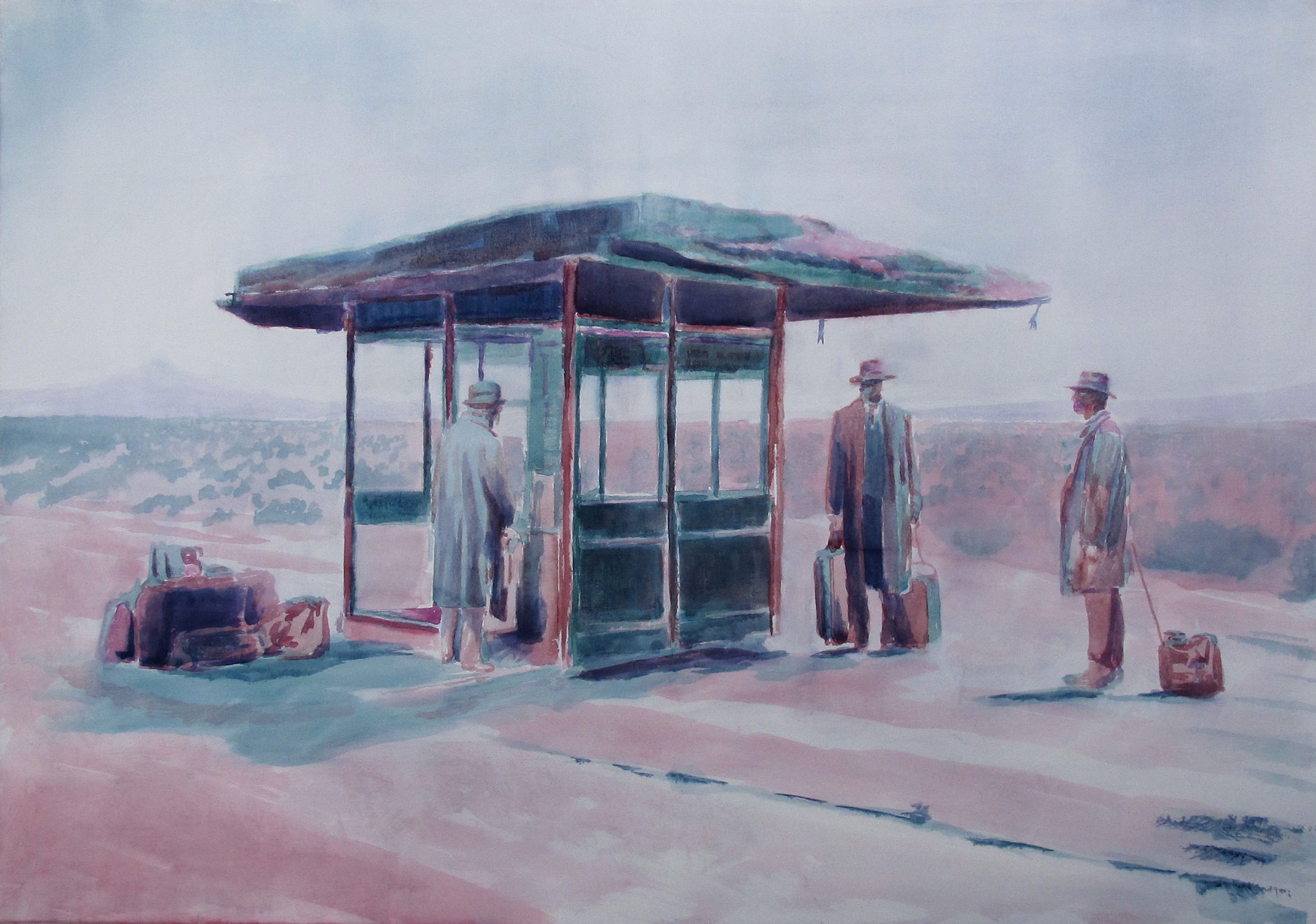Kritische Wetterlage | Tusche und Farbstift auf Nessel | 70 × 100 cm | 2025