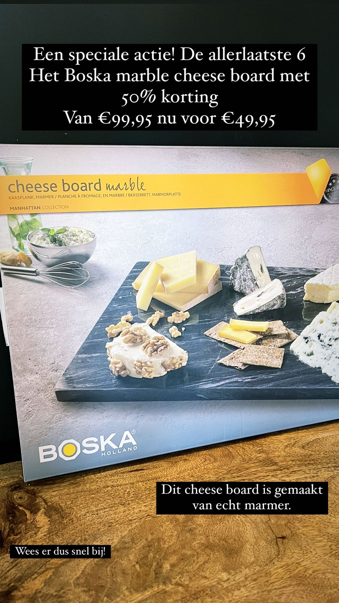 Echt marmere kaas bord van Boska van €99,95 nu voor €49,95 de laatste 6