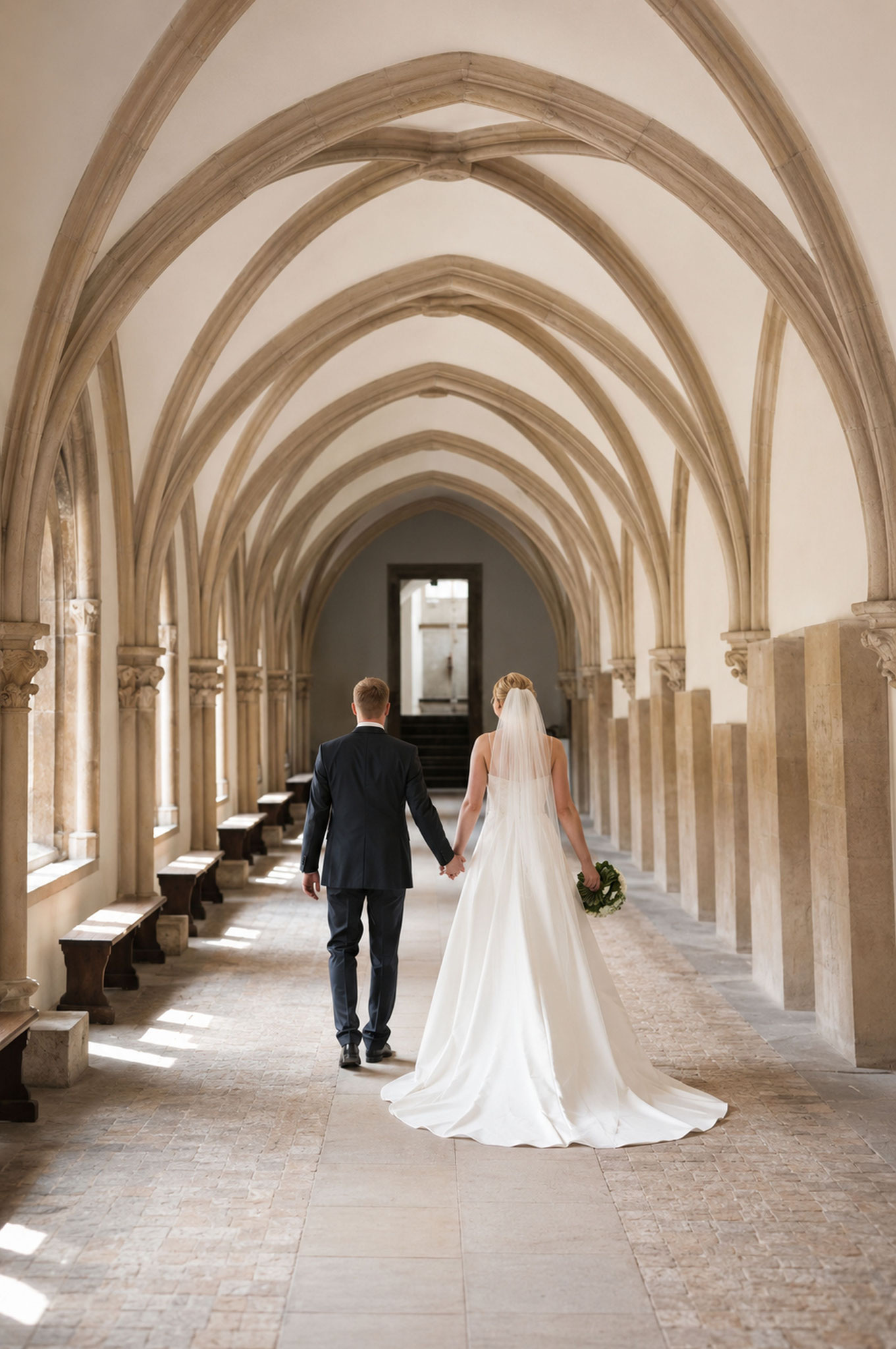 Brautpaar im Kreuzgang am Kloster