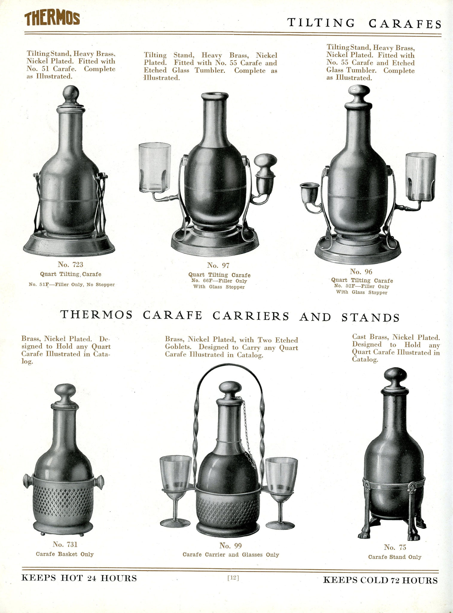 Tilting Carafes aus Katalog Nr. 20, Innenkörper gefertigt nach Patenten R. Burger/A. Aschenbrenner