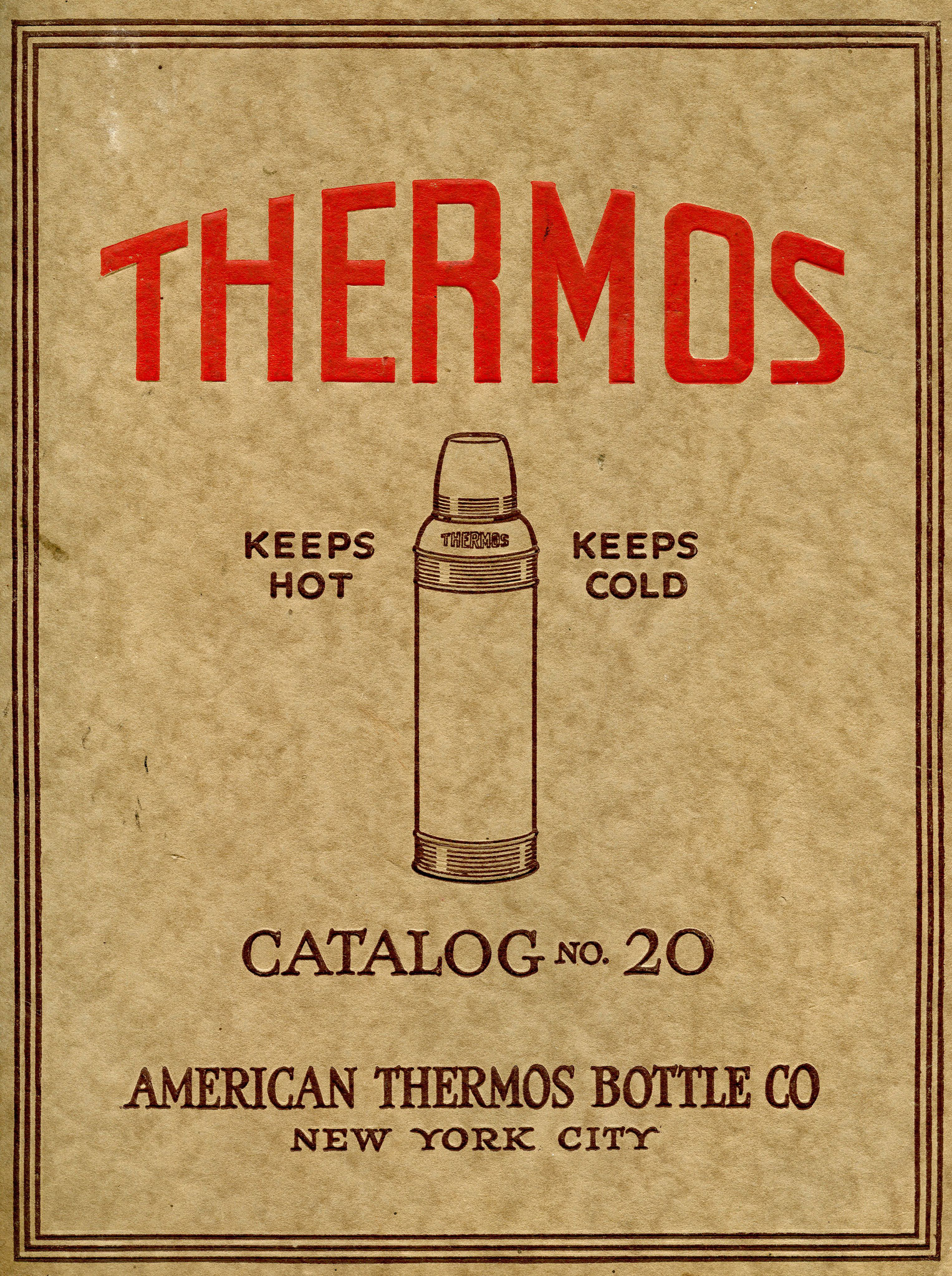 Titelseite Katalog Nr. 20 der "American Thermos Bottle Co." New York City von 1920