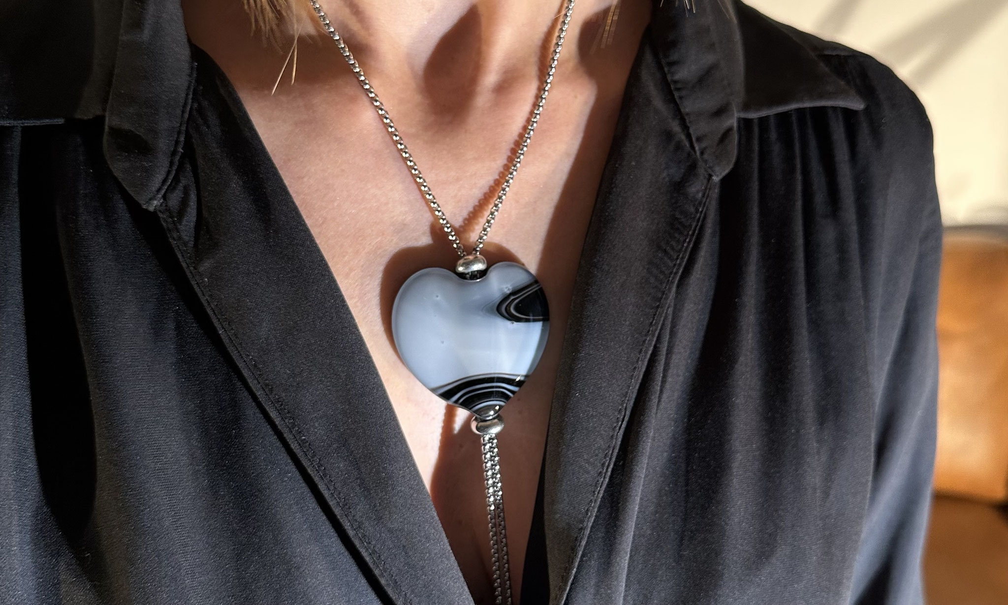 Collana collier Halzkette LOU Cuore Coeur Hertz Vetro verre glass Glas by Atelier Occhio di Vetro di Séverine