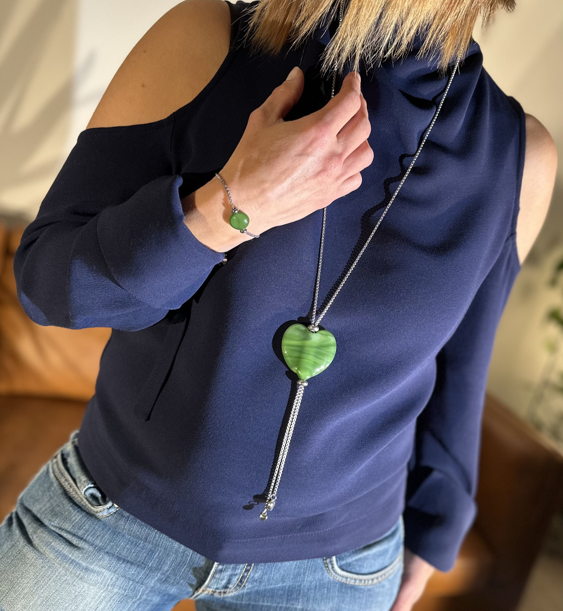 Collana collier Halzkette LOU Cuore Coeur Hertz Vetro verre glass Glas by Atelier Occhio di Vetro di Séverine