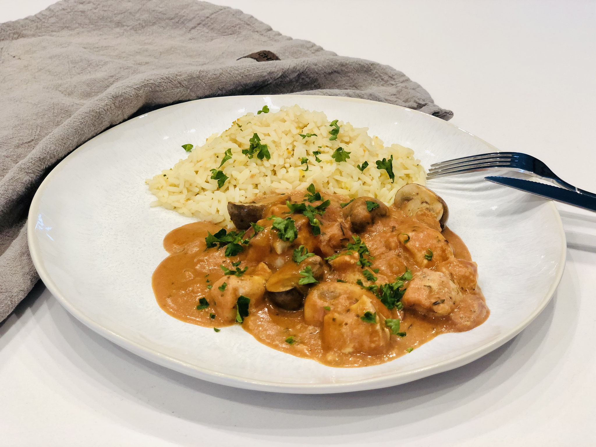 Fertig ist ein super leckeres Menü aus dem Backofen zubereitet in der Stoneware von Pampered Chef®