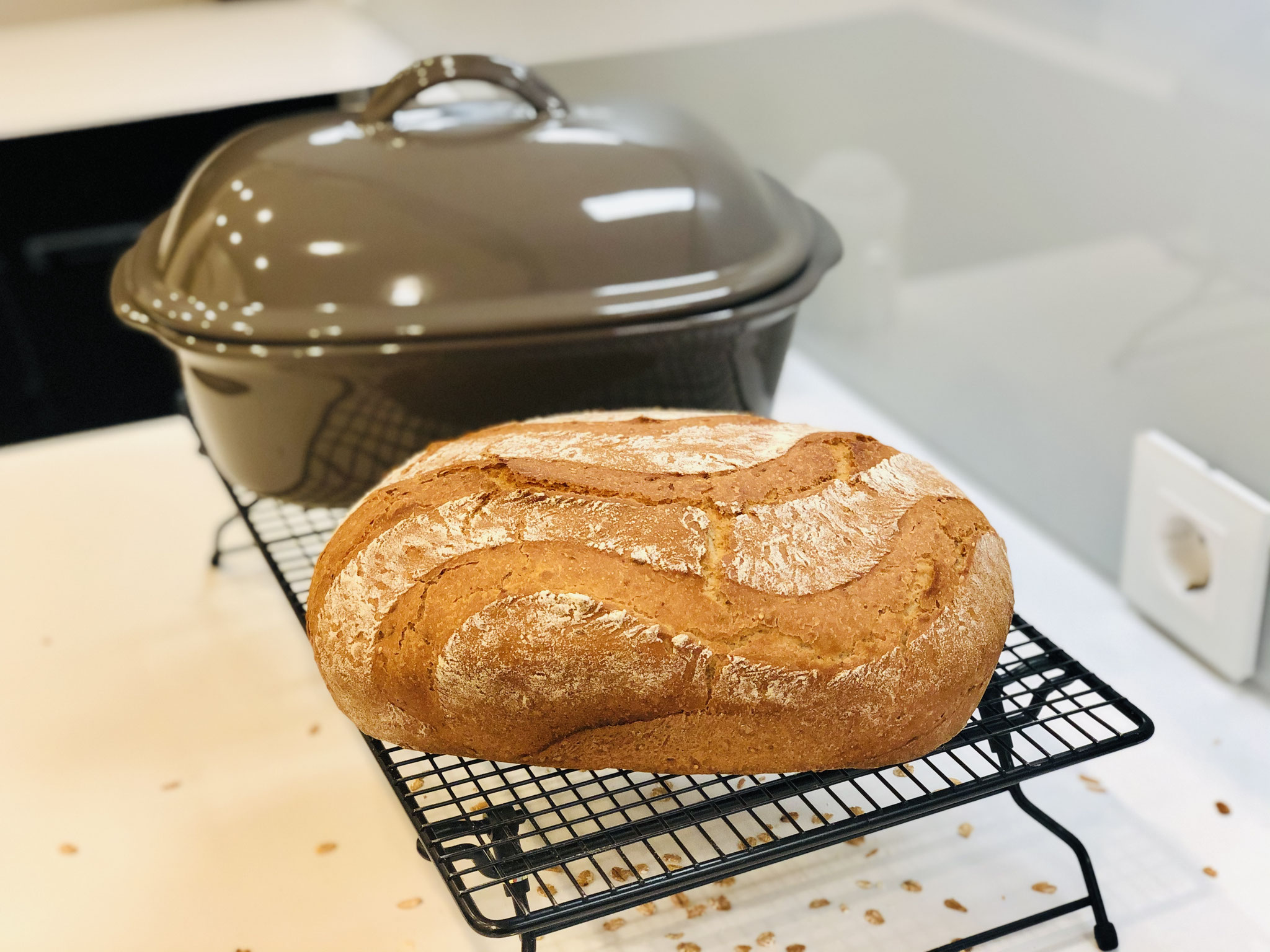 Hier siehst du wie das Brot rundherum ausdampfen und abkühlen kann.