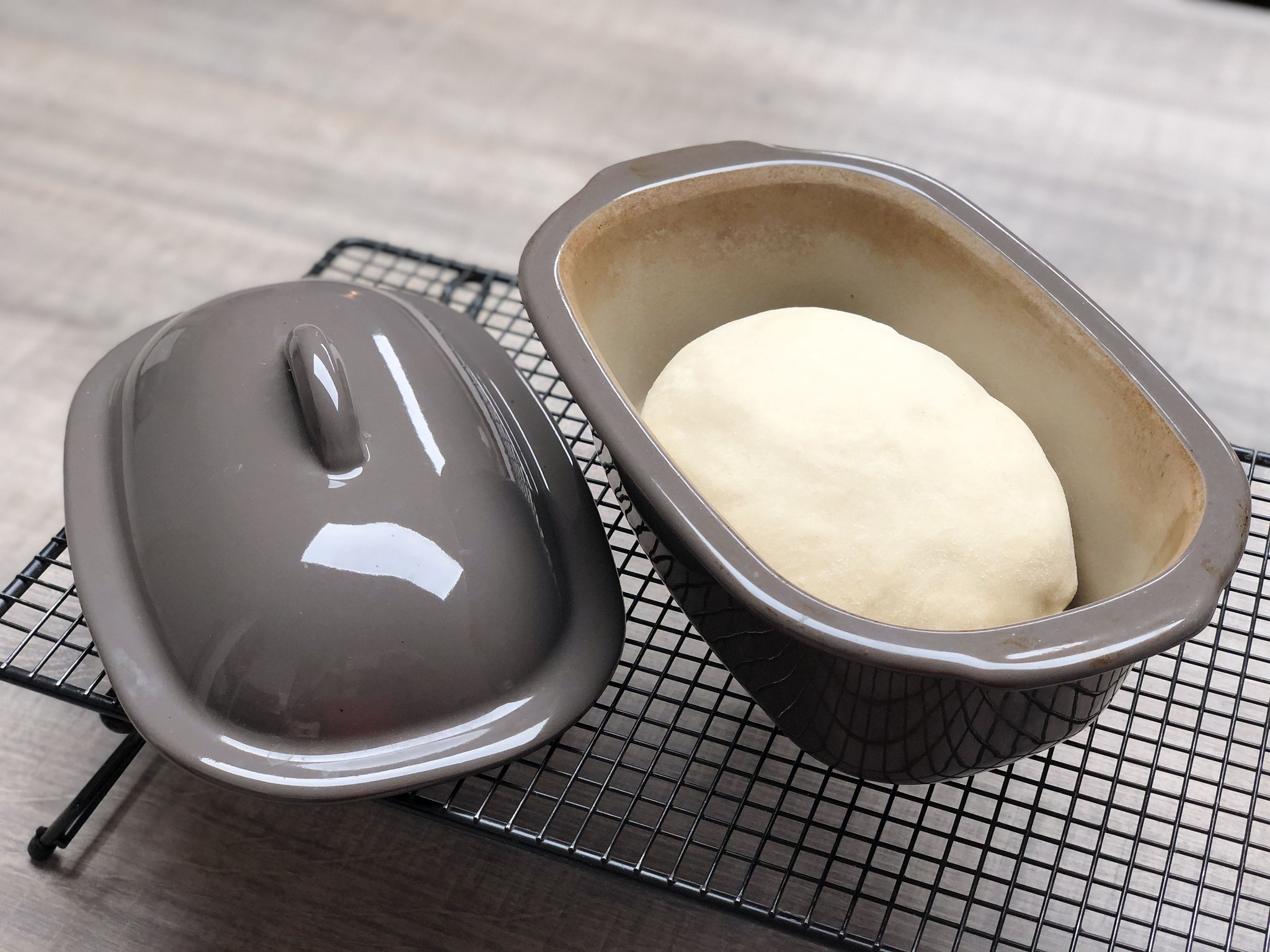 Hier siehst du wie der Teigling nach dem kneten im Thermomix® zum "gehen" gelegt wird