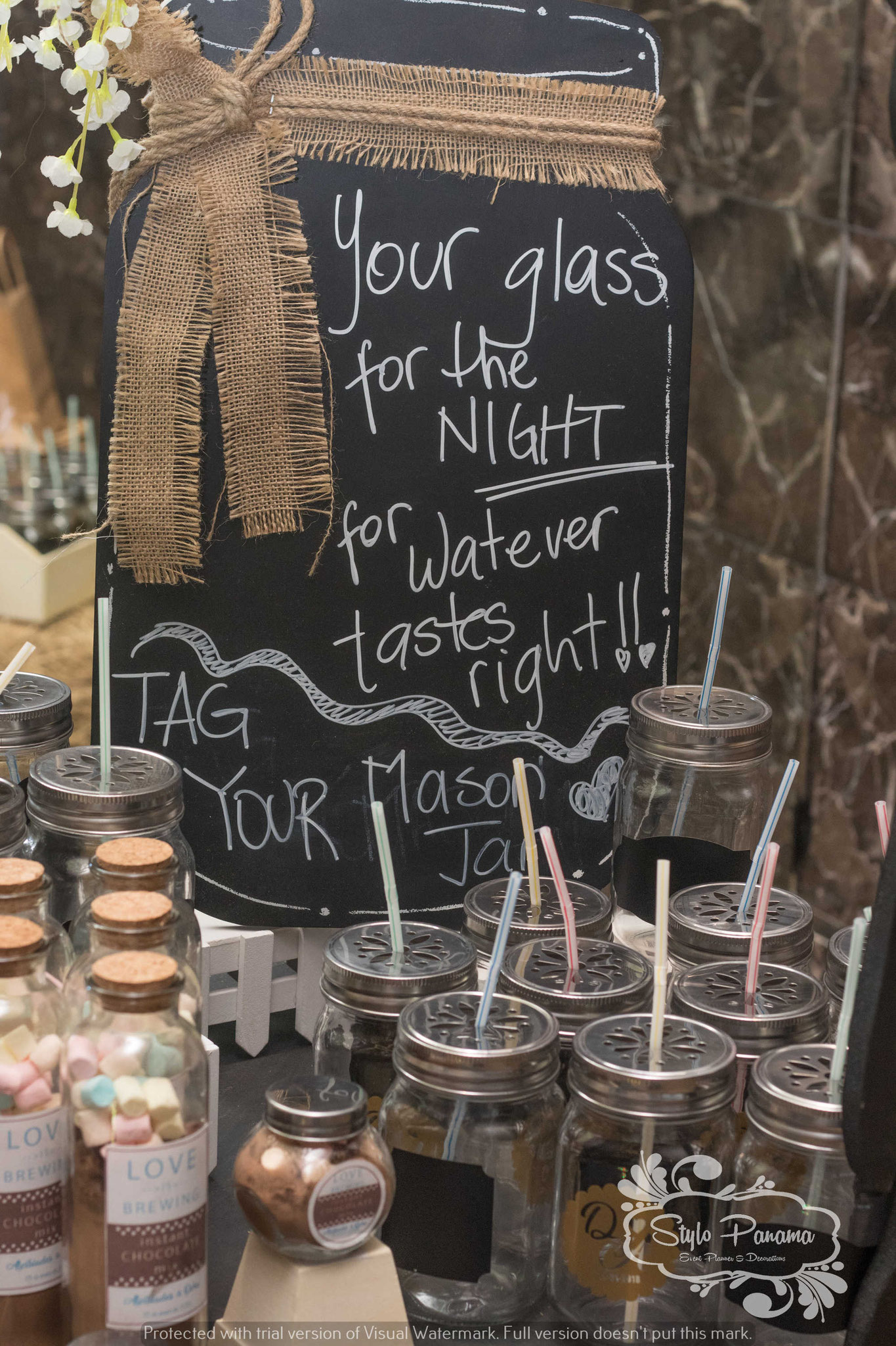 Mason jars para los invitados