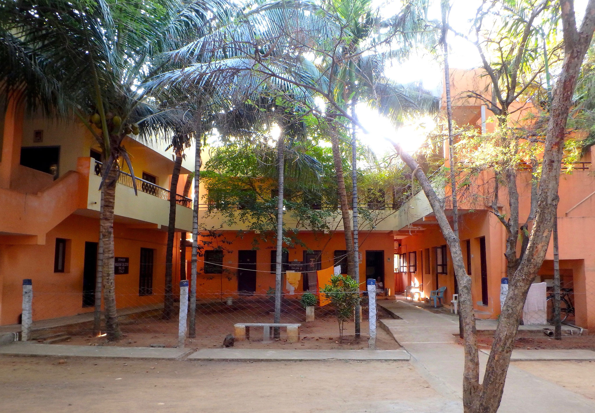Old-Age Home downstairs, Guest Rooms upstairs, study halls left upstairs