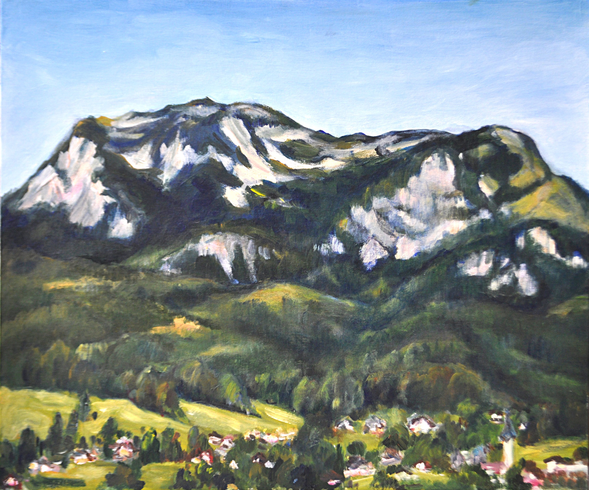 Sandling v. Altausseer See gesehen. Steir. Salzkammergut. Acryl auf Malkarton, 2011. Format: 60 x 50 cm