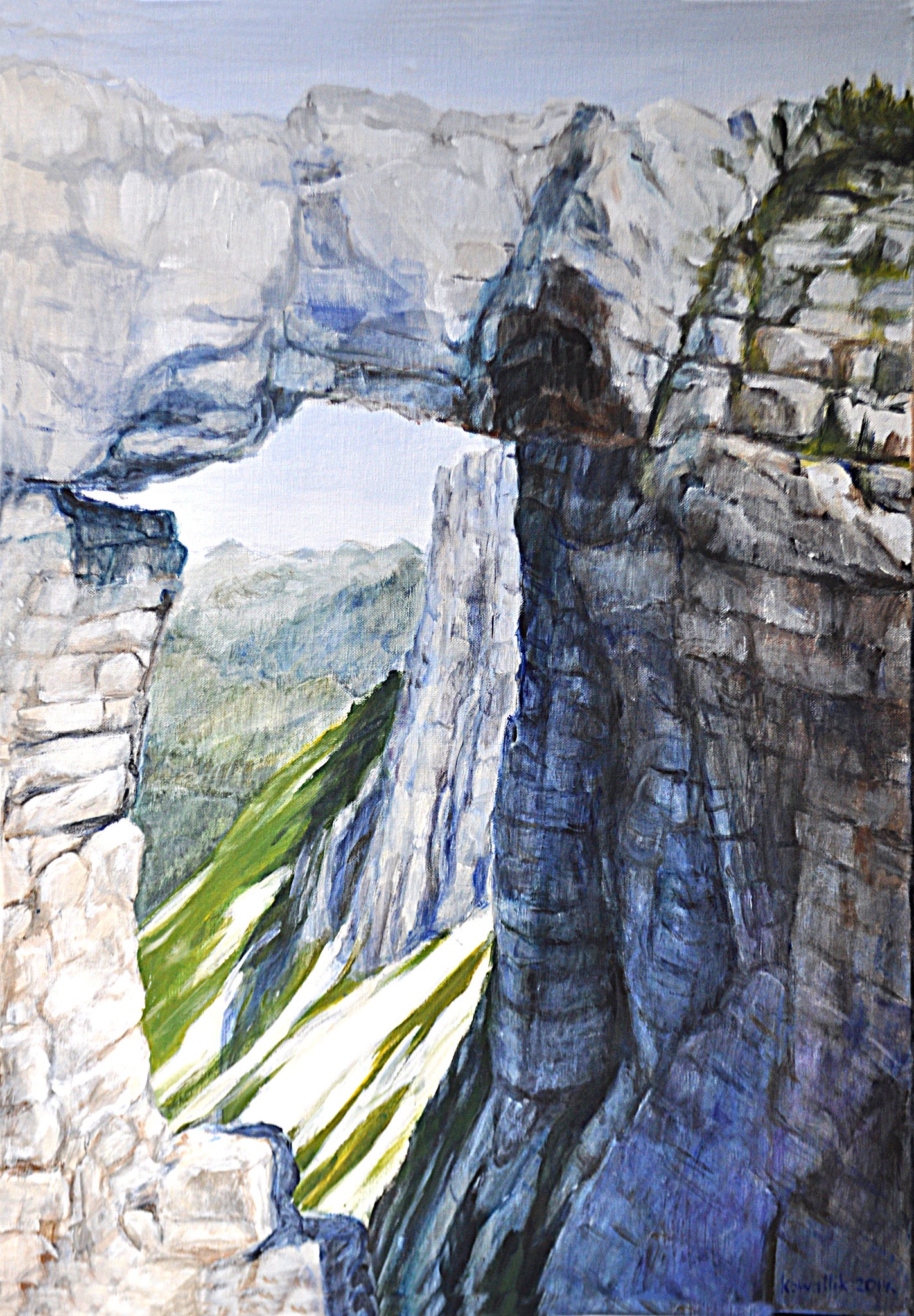 Loserfenster. Steirisches Salzkammergut. Acryl auf Leinen, 2014. Format: 50 x 70 cm
