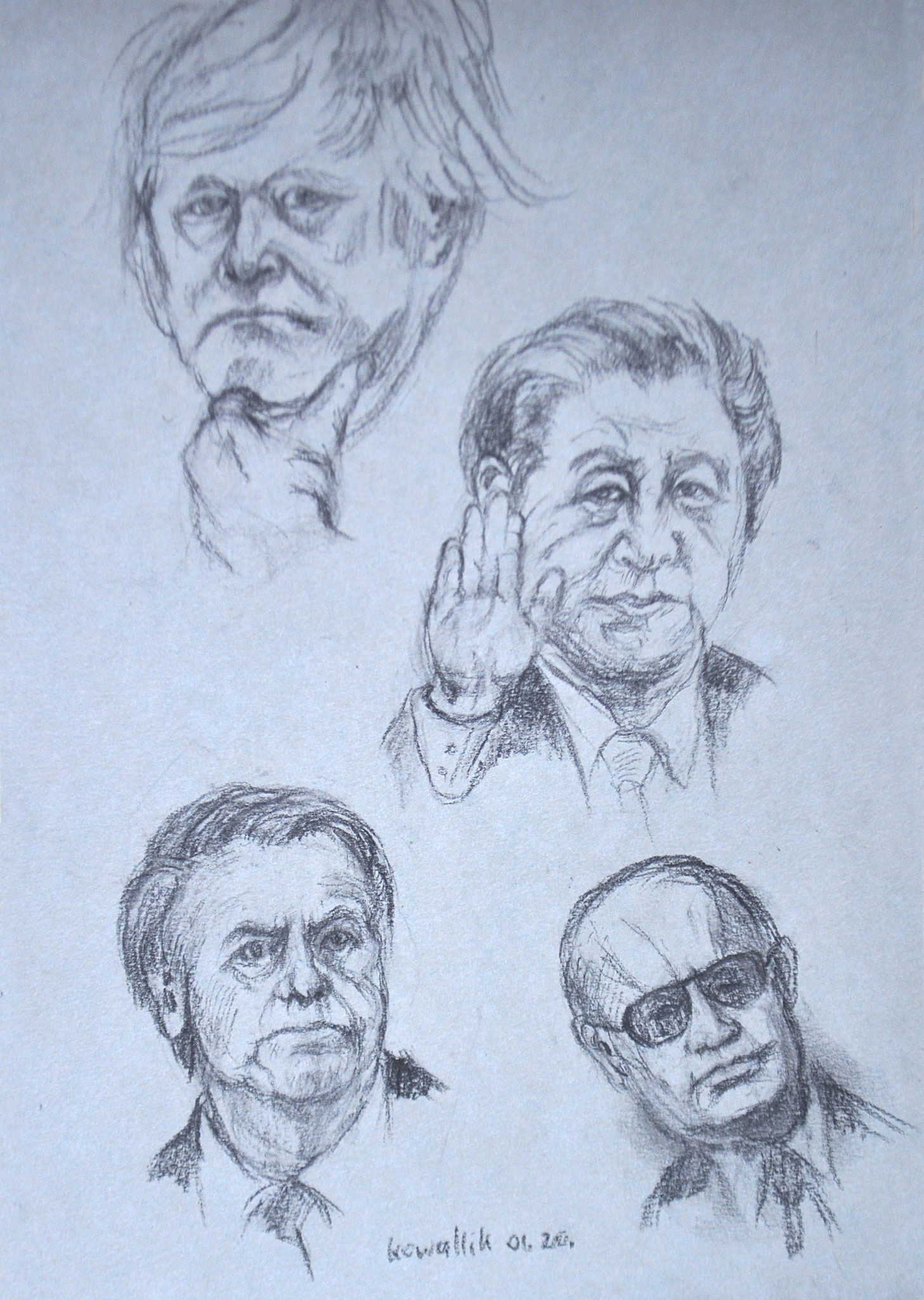 Studie zu den Reitern, Kohle auf getöntem Papier, 2020. Format: 21 x 29,7 cm