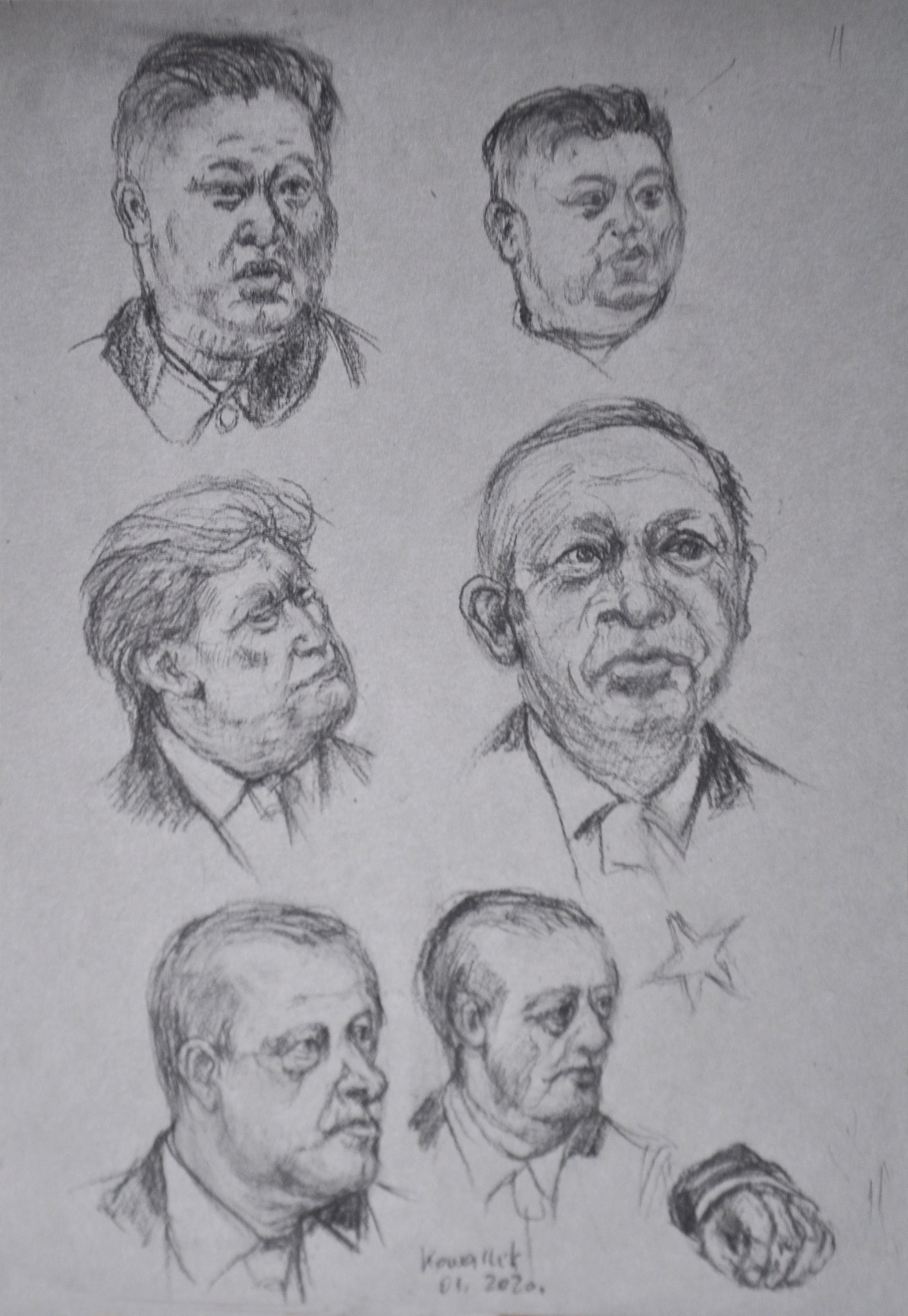 Studie zu den Reitern. Kohle auf getöntem Papier, 2020. Format: 21 x 29,7 cm