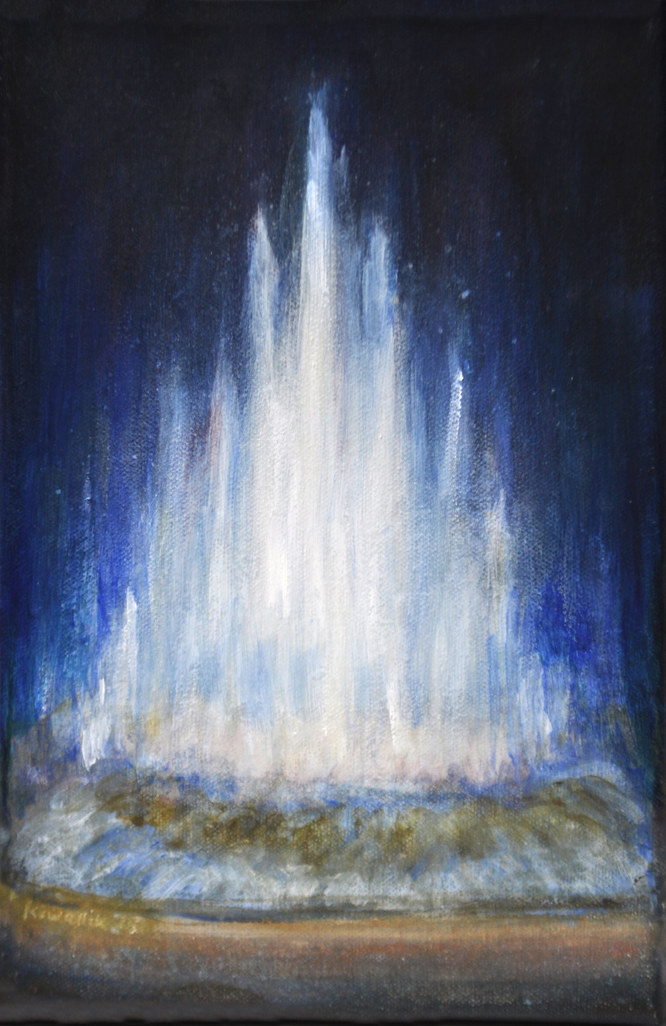 Wege des Wassers 3. Acryl auf Leinen, 2025. Format: 20 x 30 cm