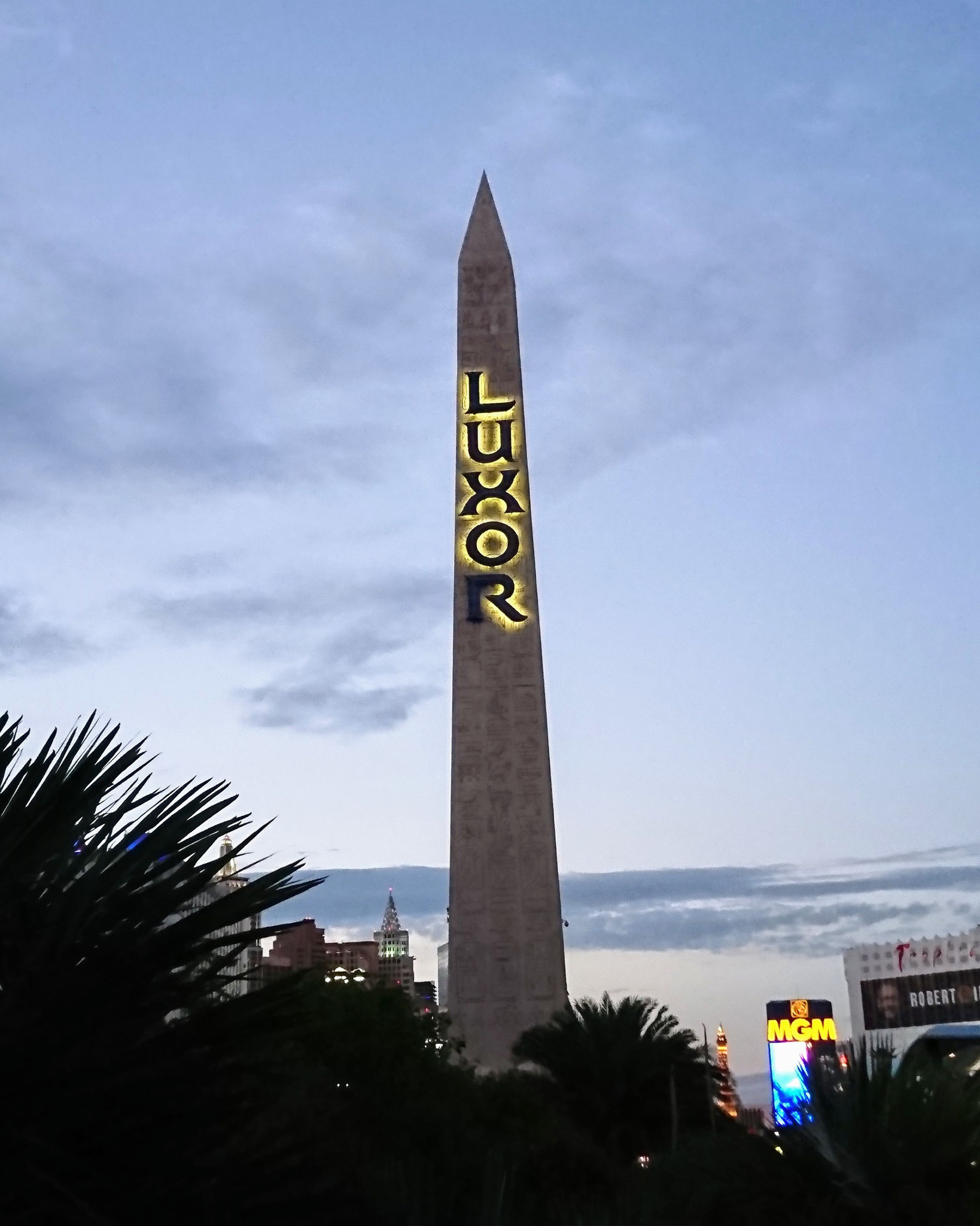 The sign of the Luxor Hotel in Las Vegas