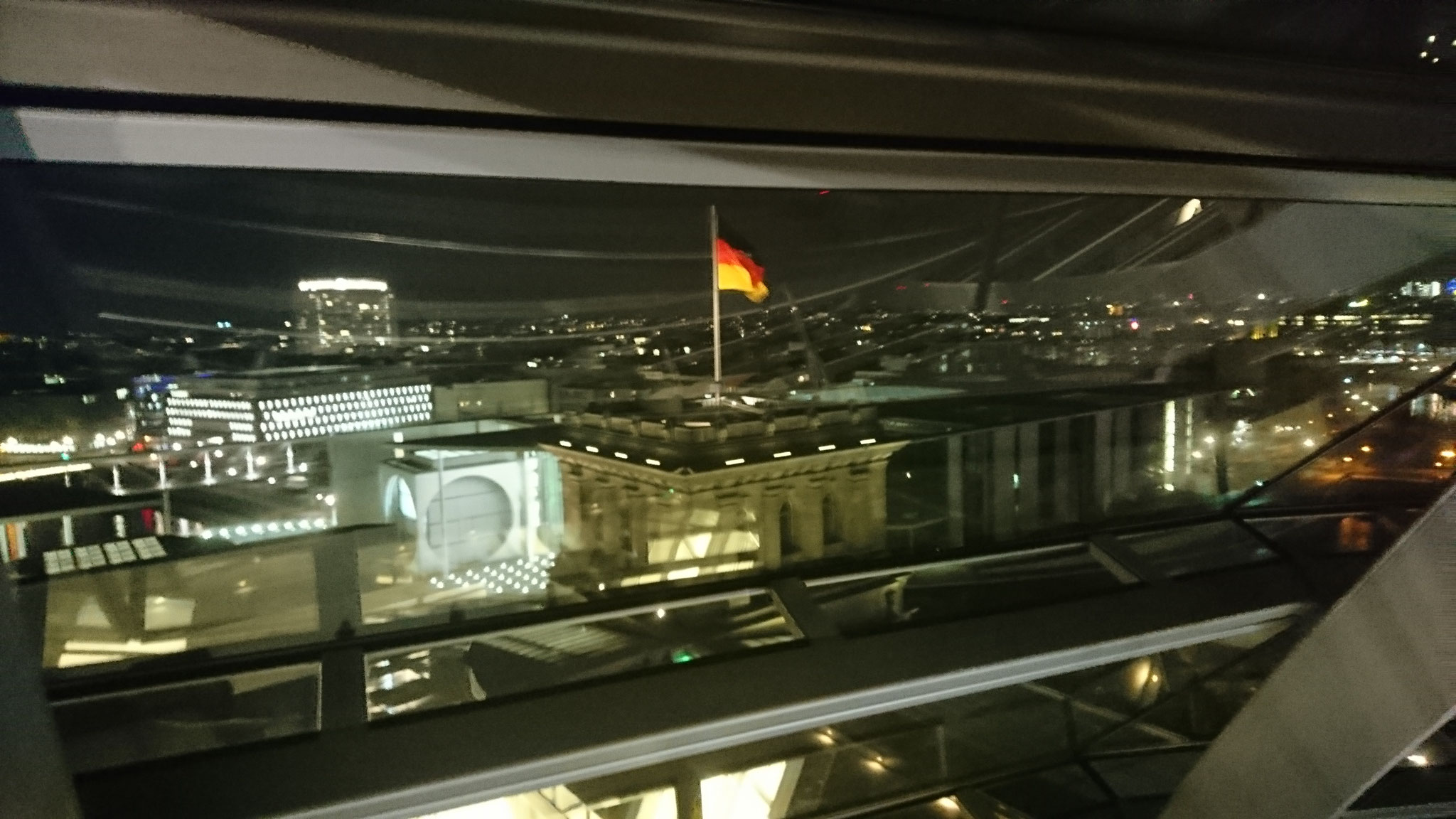 Night view from the dome of the German Parliament