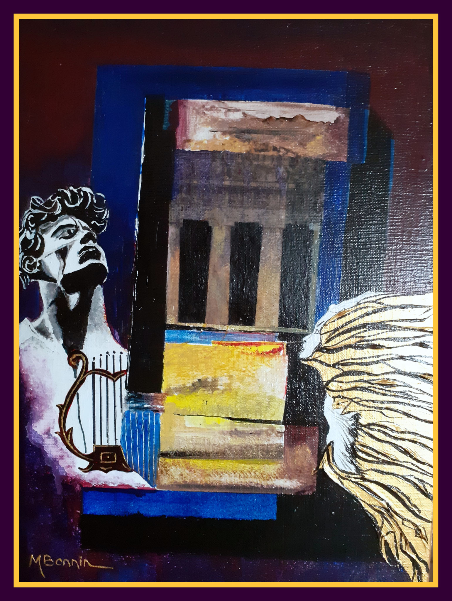 Apollon et Daphnée - Acrylique sur toile - 35 x 27 cm - Prix : 150 euros