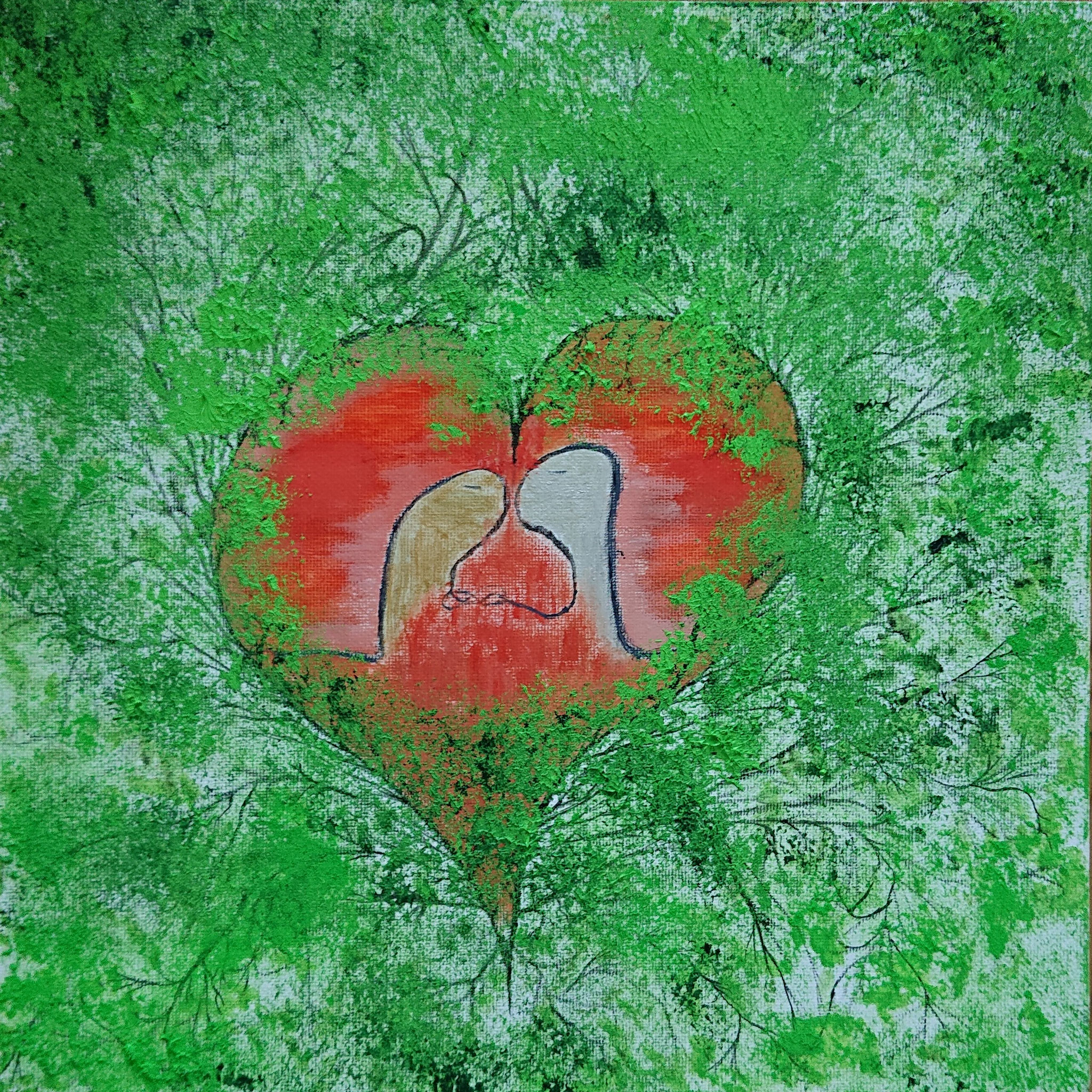 Growing Love  (30x30x0,5cm, Oil on canvas)