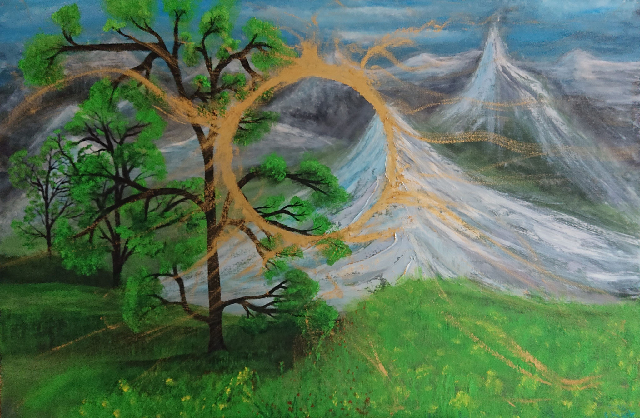 Gold in the Sky 2.0 (120x80x1,5cm, Öl auf Leinwand)