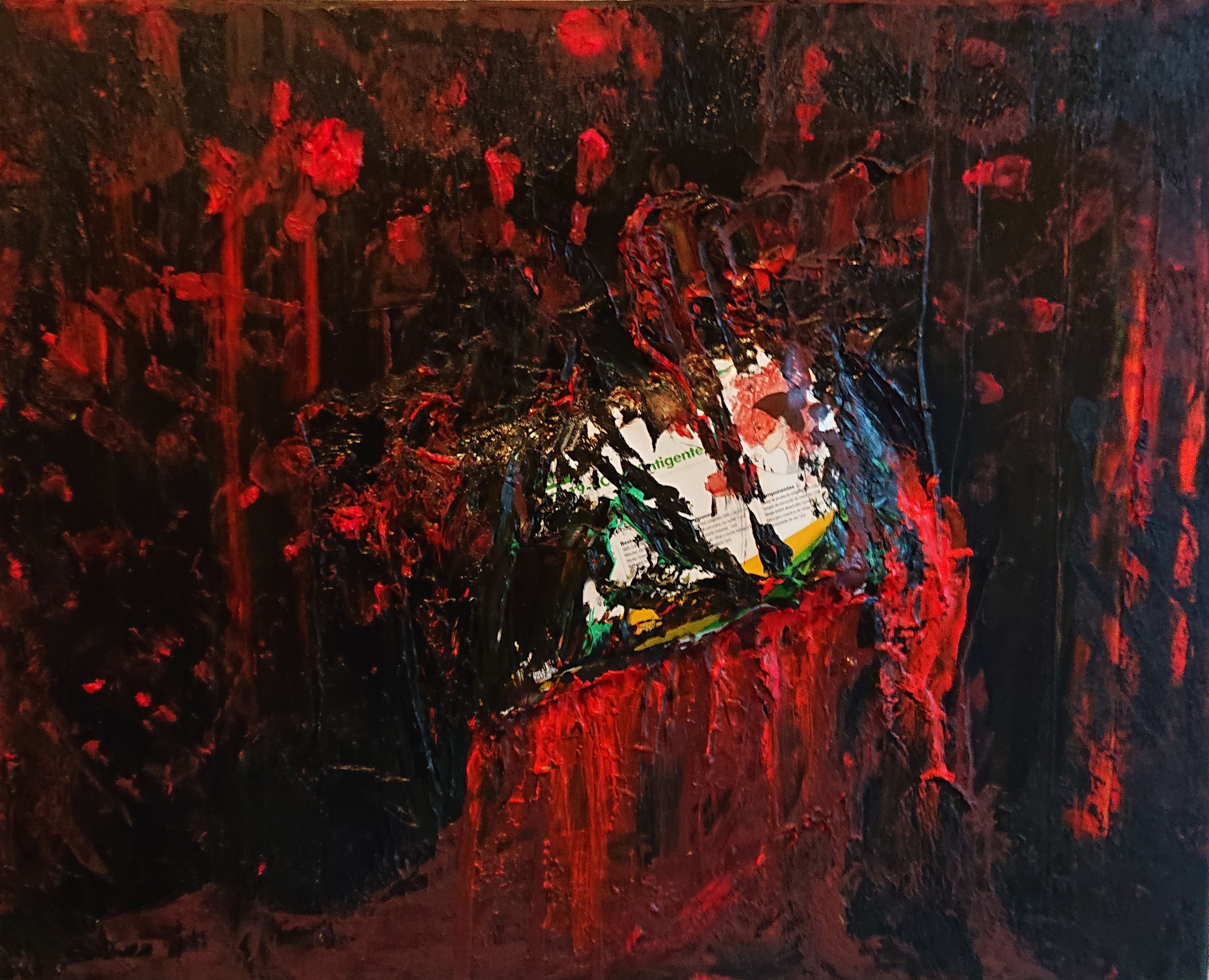 Negative (50x40x1,5cm, Öl & Teststreifen auf Leinwand)