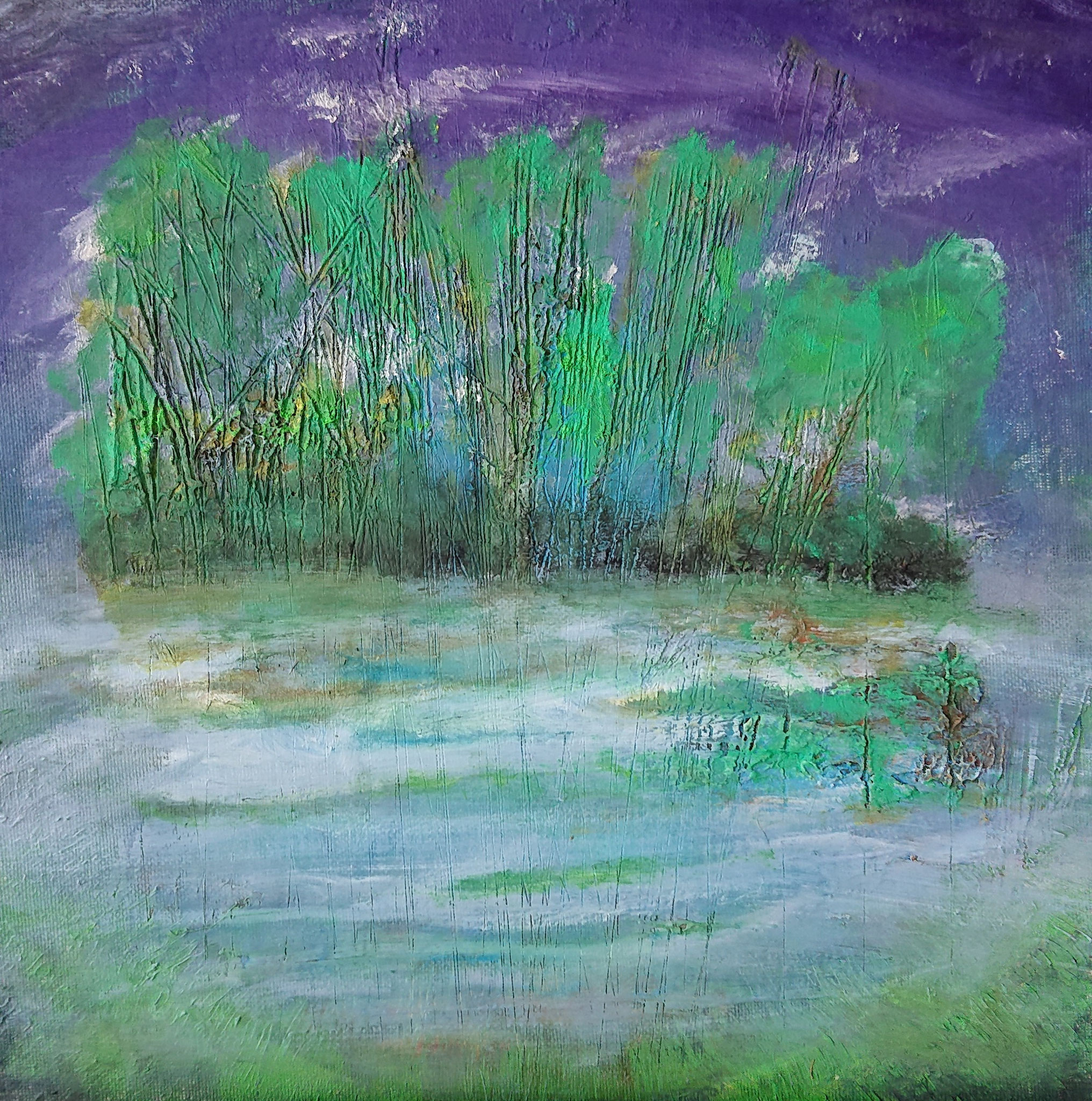 World wide Wood (20x20x0,5cm, Öl auf Karton)