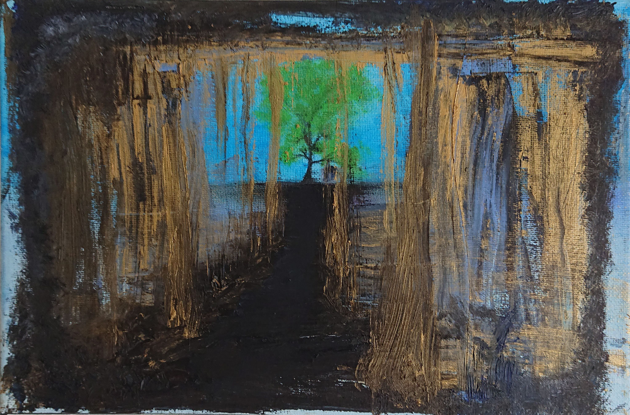 End of Road  (30x20x1,5 cm, Öl auf Leinwand)