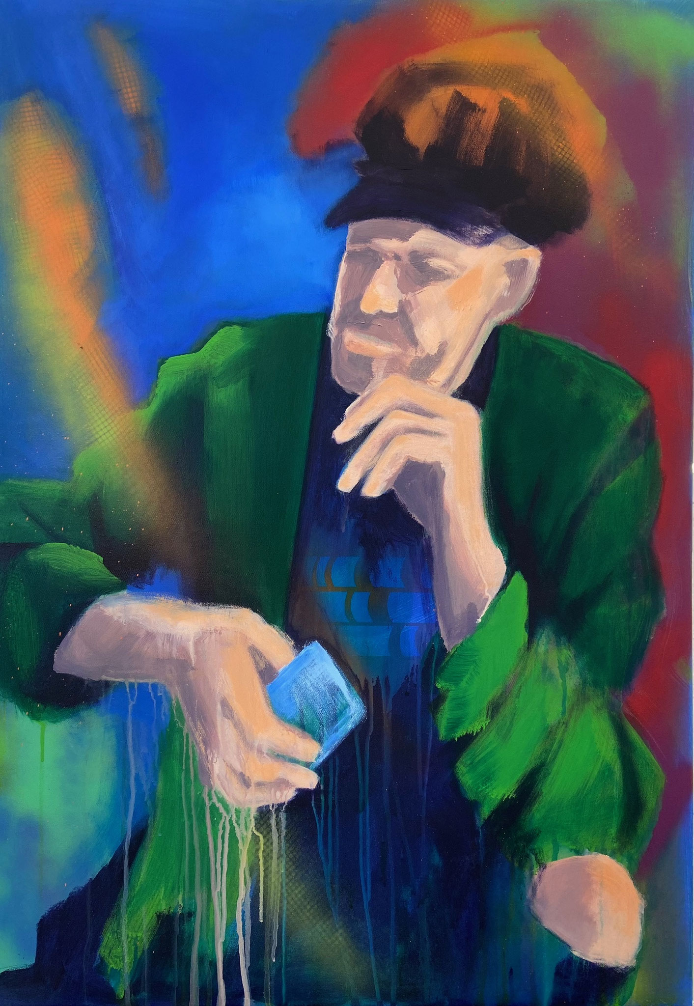 Reisender II (Manhattan-Serie), Acryl und Sprühlack auf Leinwand, ca. 70 x 100, 2024