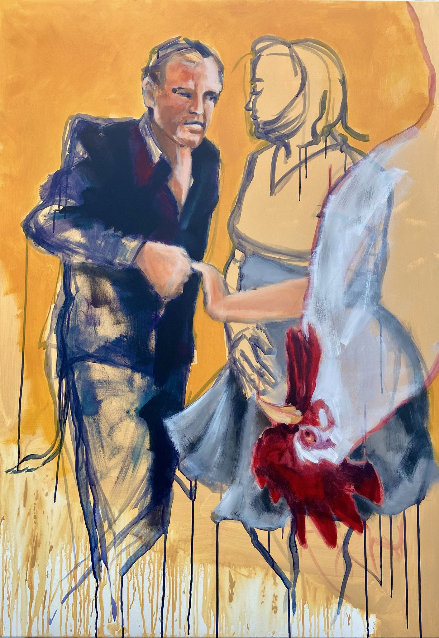 Trau IHM nicht, Acryl und Sprühlack auf Leinwand, ca. 100 x 140, 2025