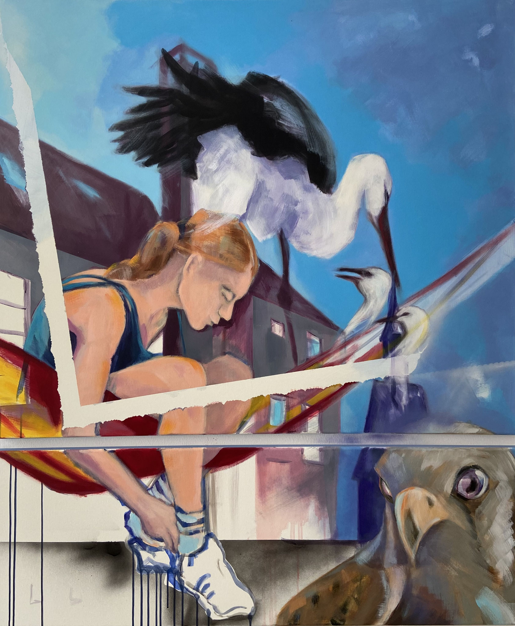 Sommer auf dem Land, Acryl/ Sprühlack auf Leinwand 100 x 70 und 100 x 40, 2025