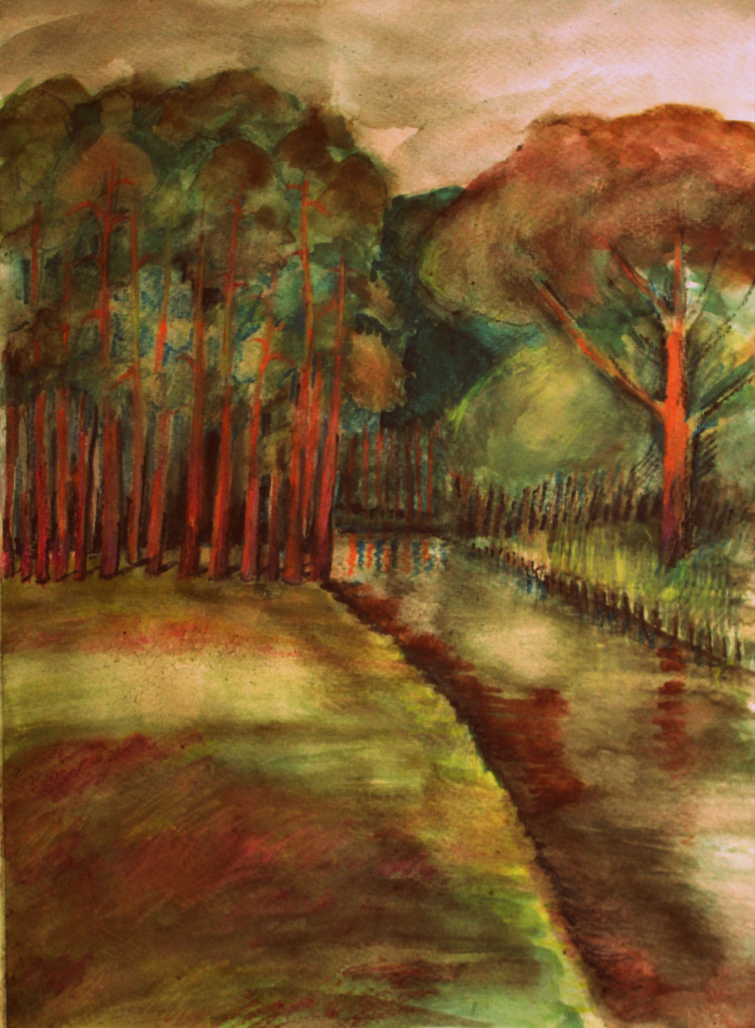 Abendstimmung (Havel), 2018, Aquarell, 46x34cm