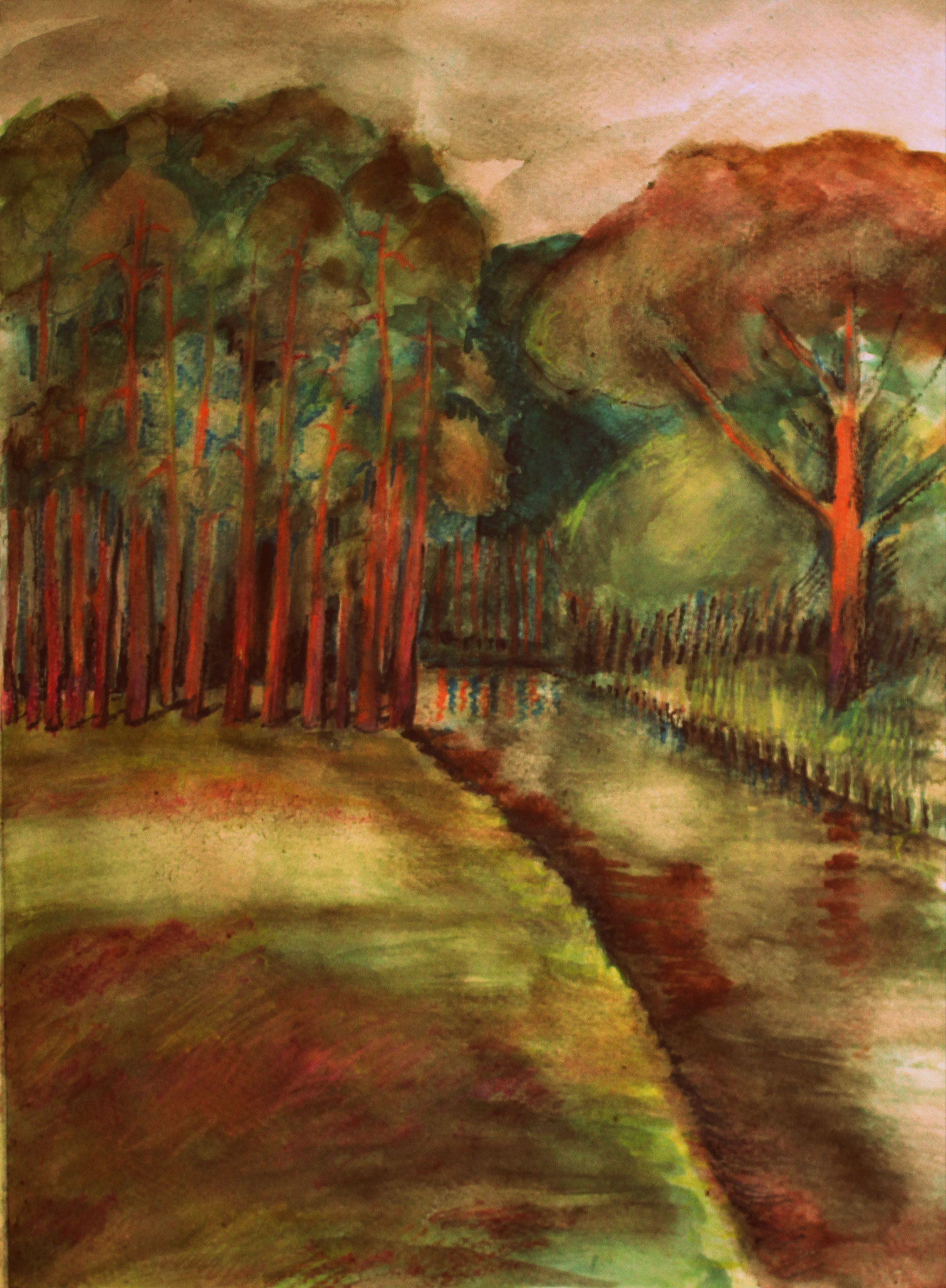 Abendstimmung (Havel), 2018, Aquarell, 46x34cm