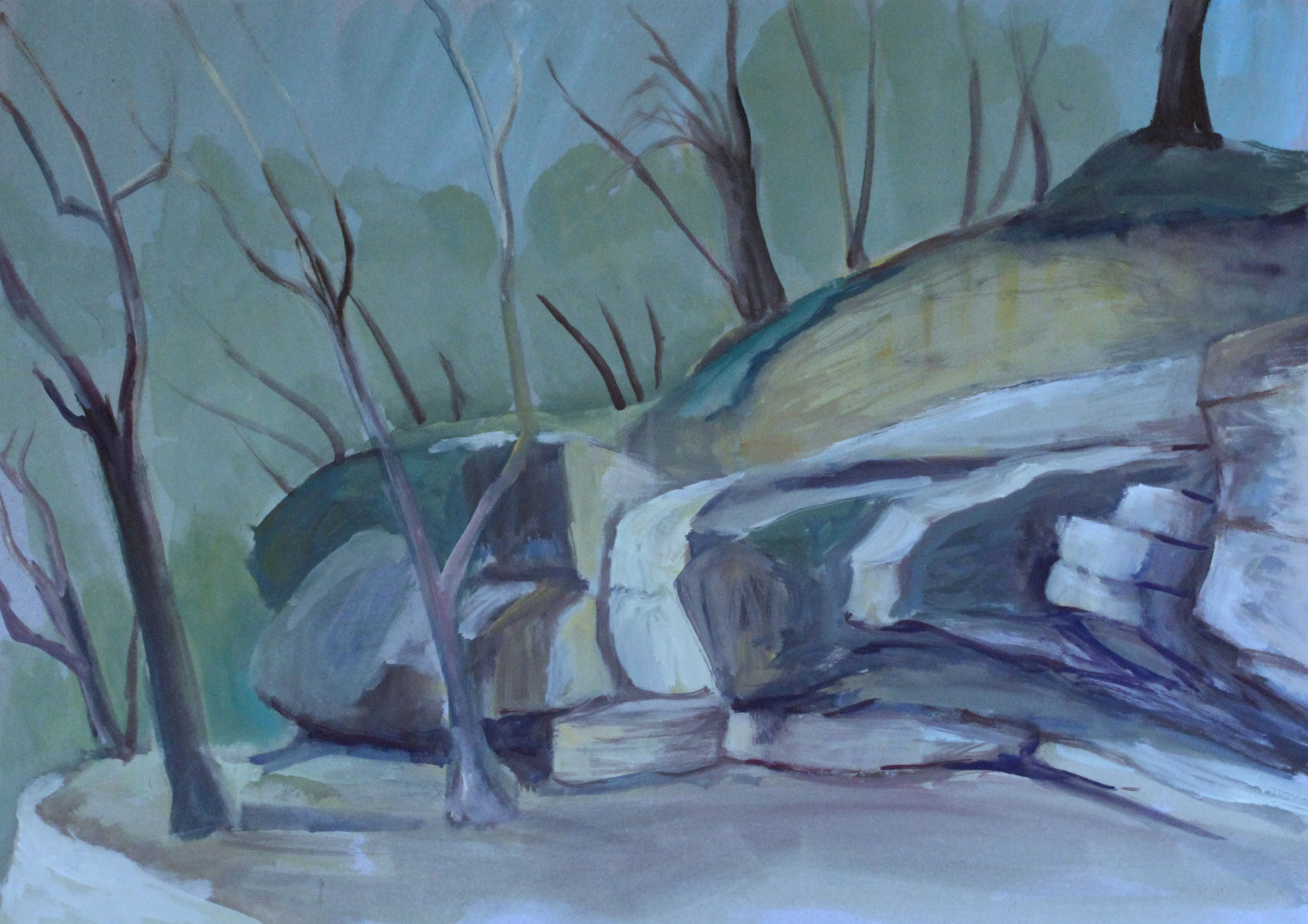 Im Olivenhain, 2021, Gouache. 42x59