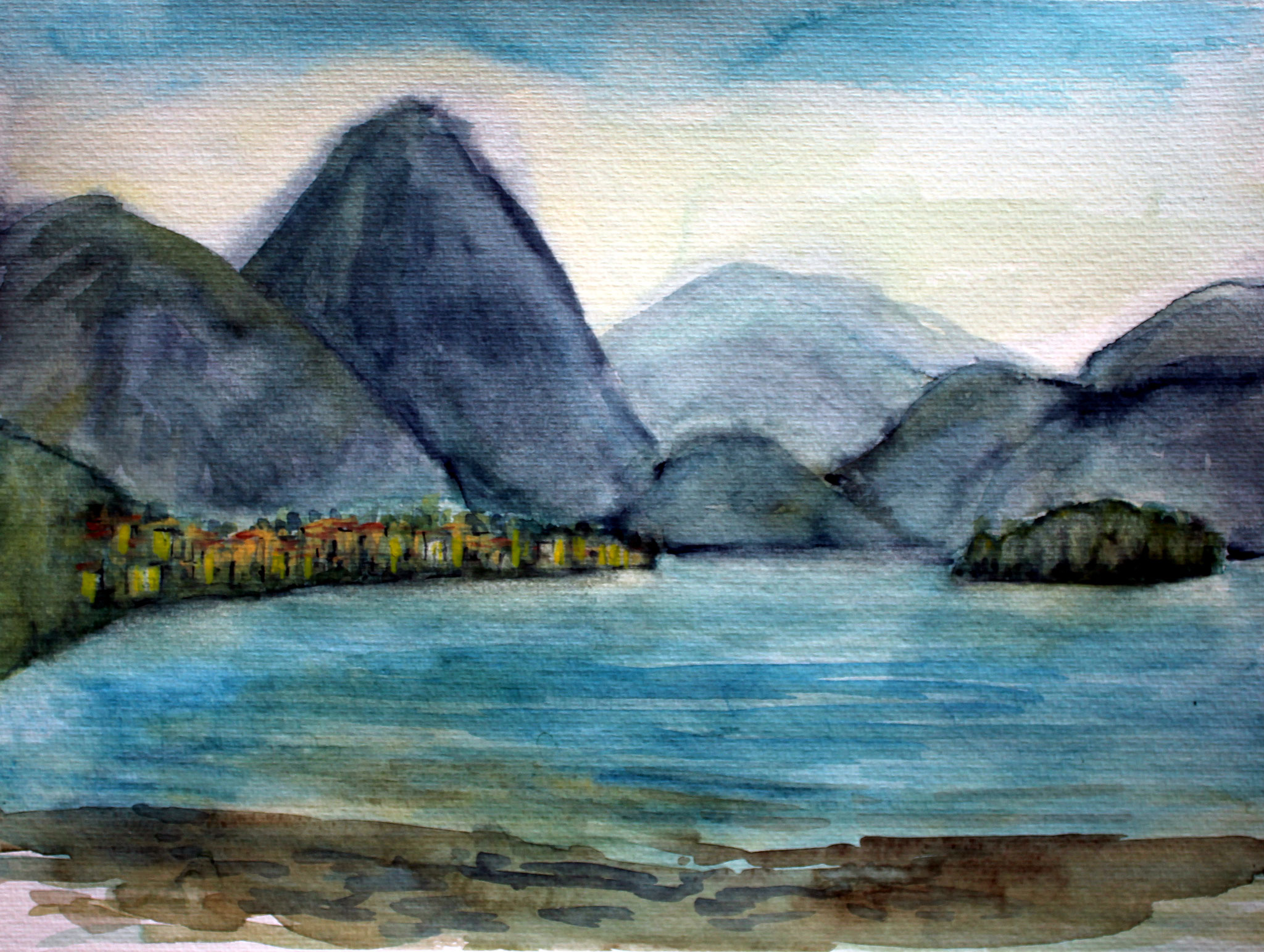 Lago Maggiore (Blick n. Verbania), 2025, Aquarell, 33,5x45