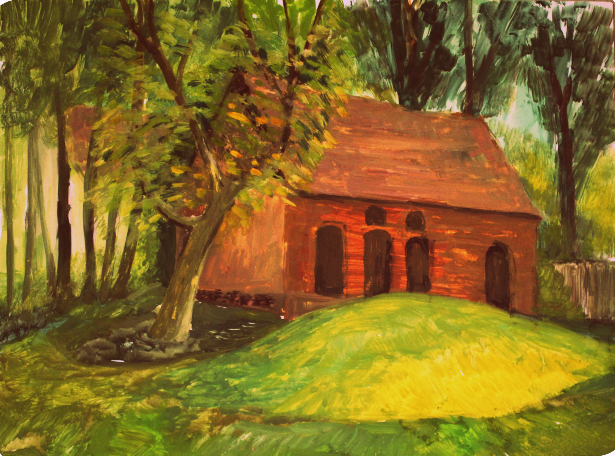 Alter Stall, 2018, Gouache, 30x40cm