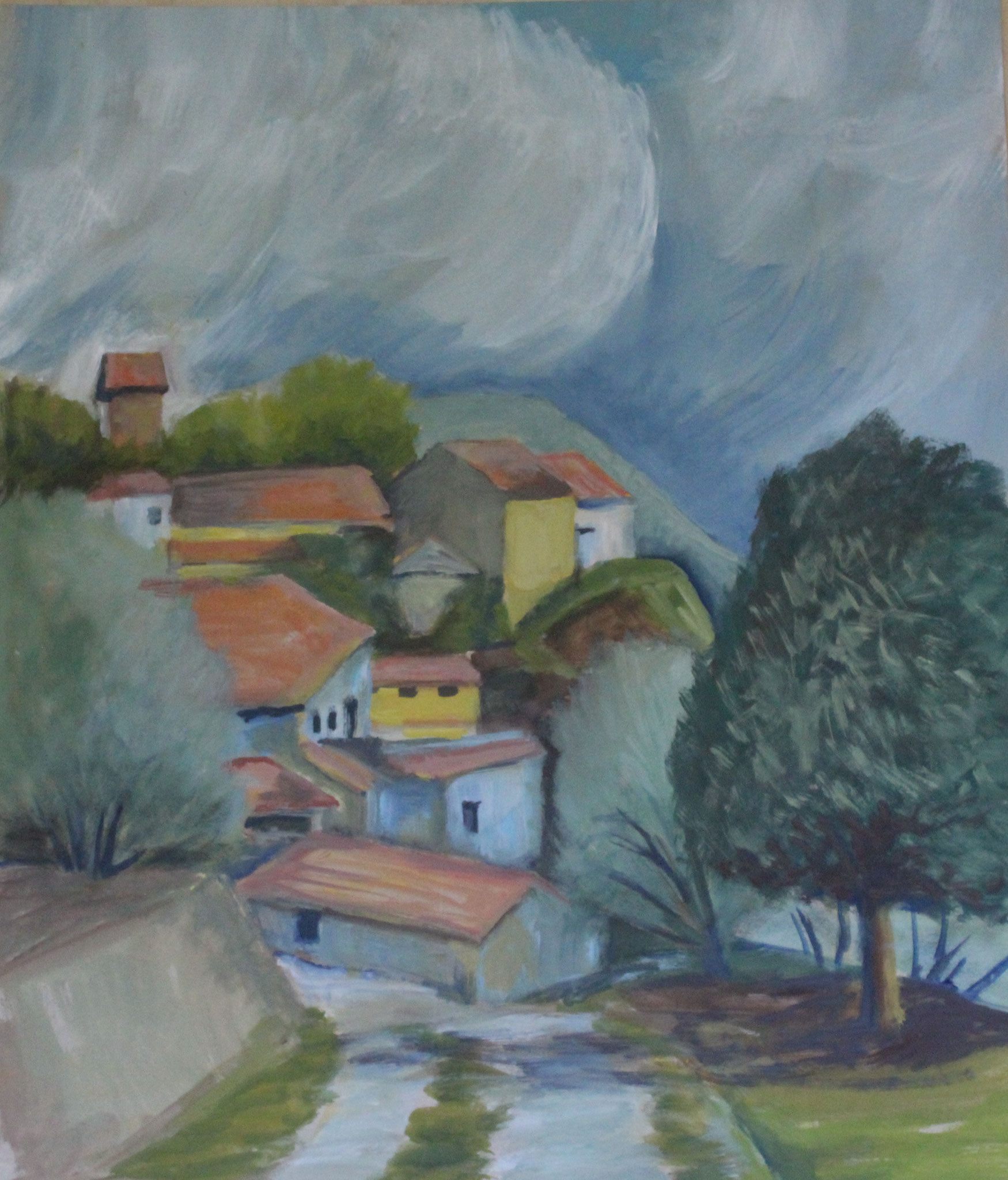 An der Ölmühle I, 2021, Gouache, 49x42