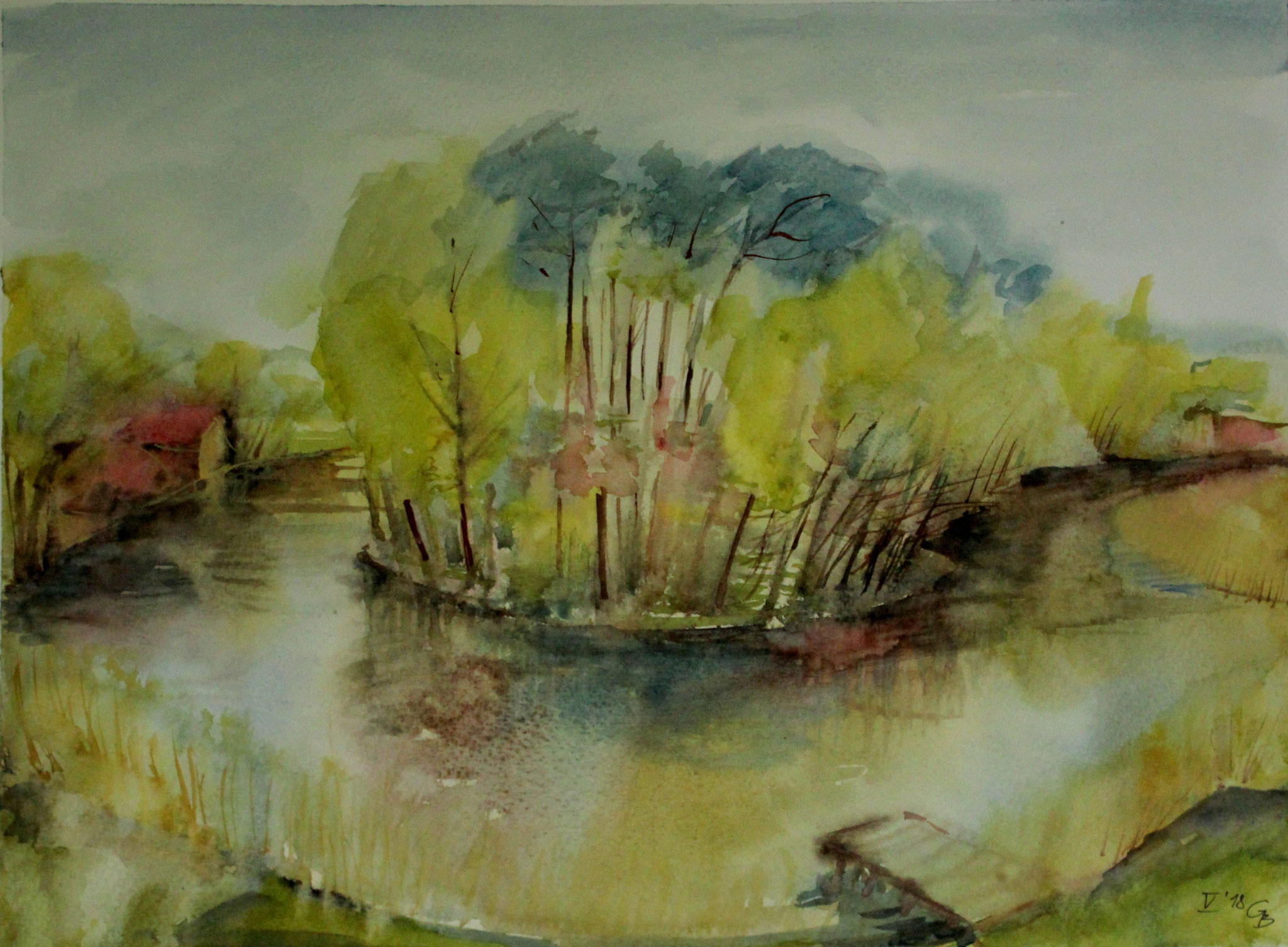 Havelbogen, 2018, Aquarell, 34x46cm
