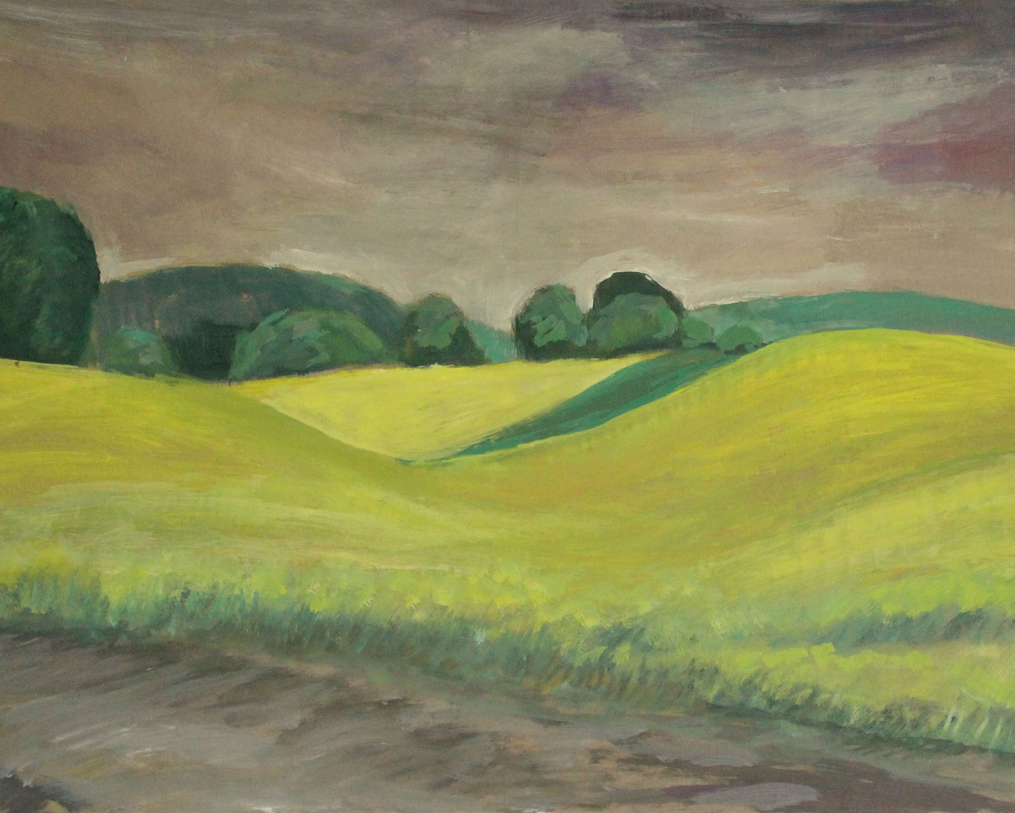 Rapsfeld, 2018, Gouache, 39x49cm