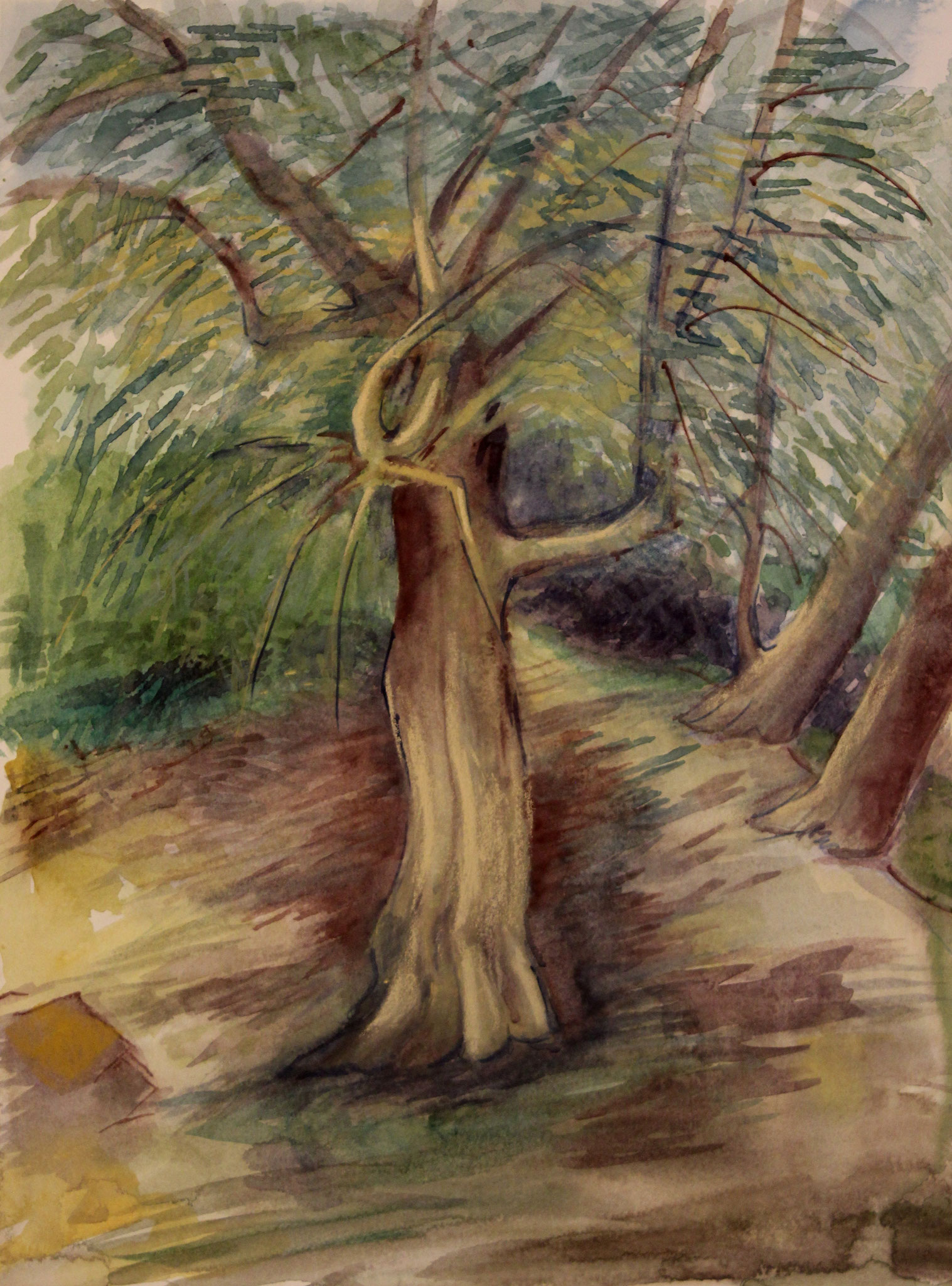 Im Olivenhain 1, 2019, Aquarell, 45x30cm