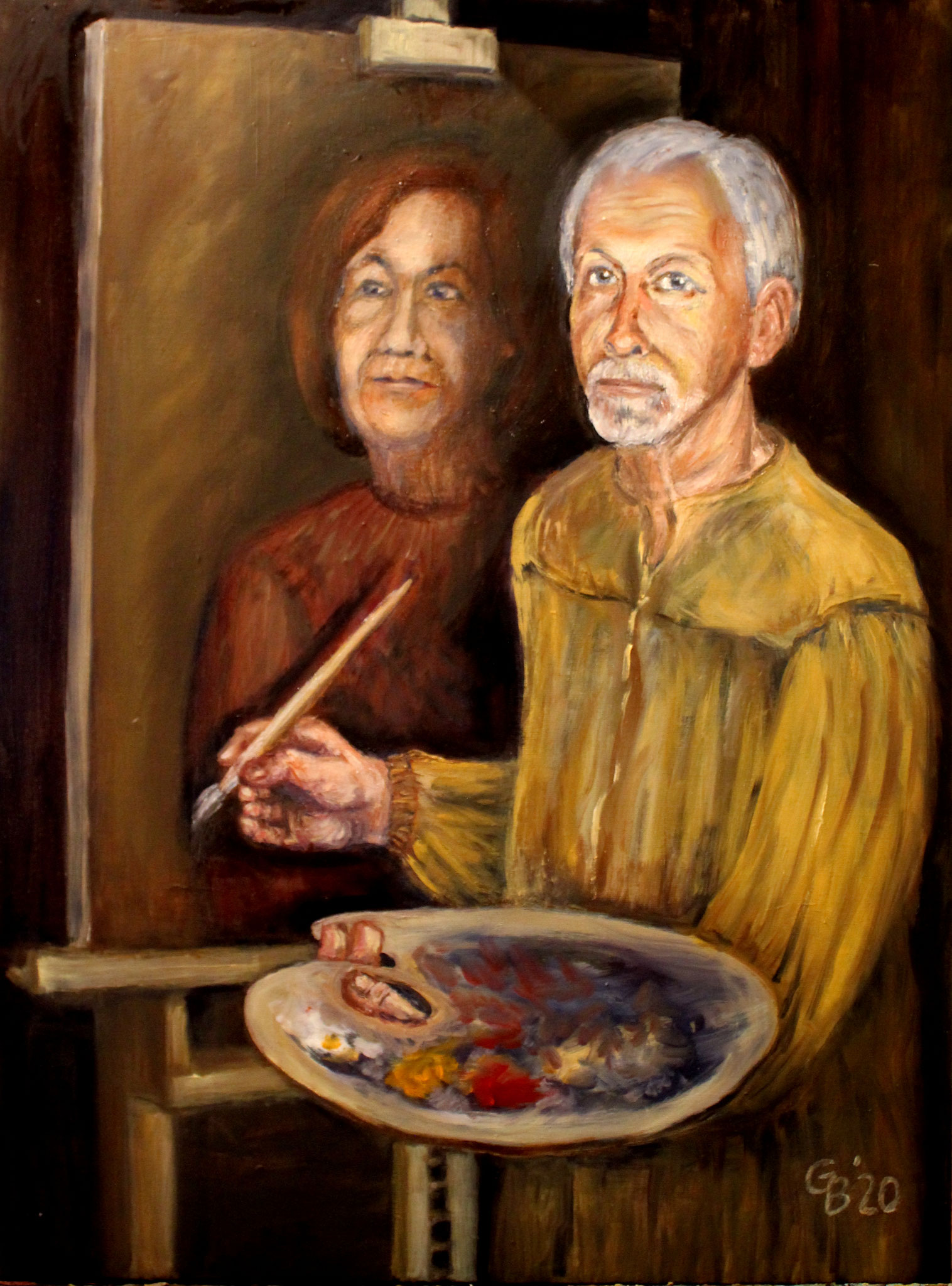 Selbst v. Staffelei 2020 Öl/Leinw. 80x60