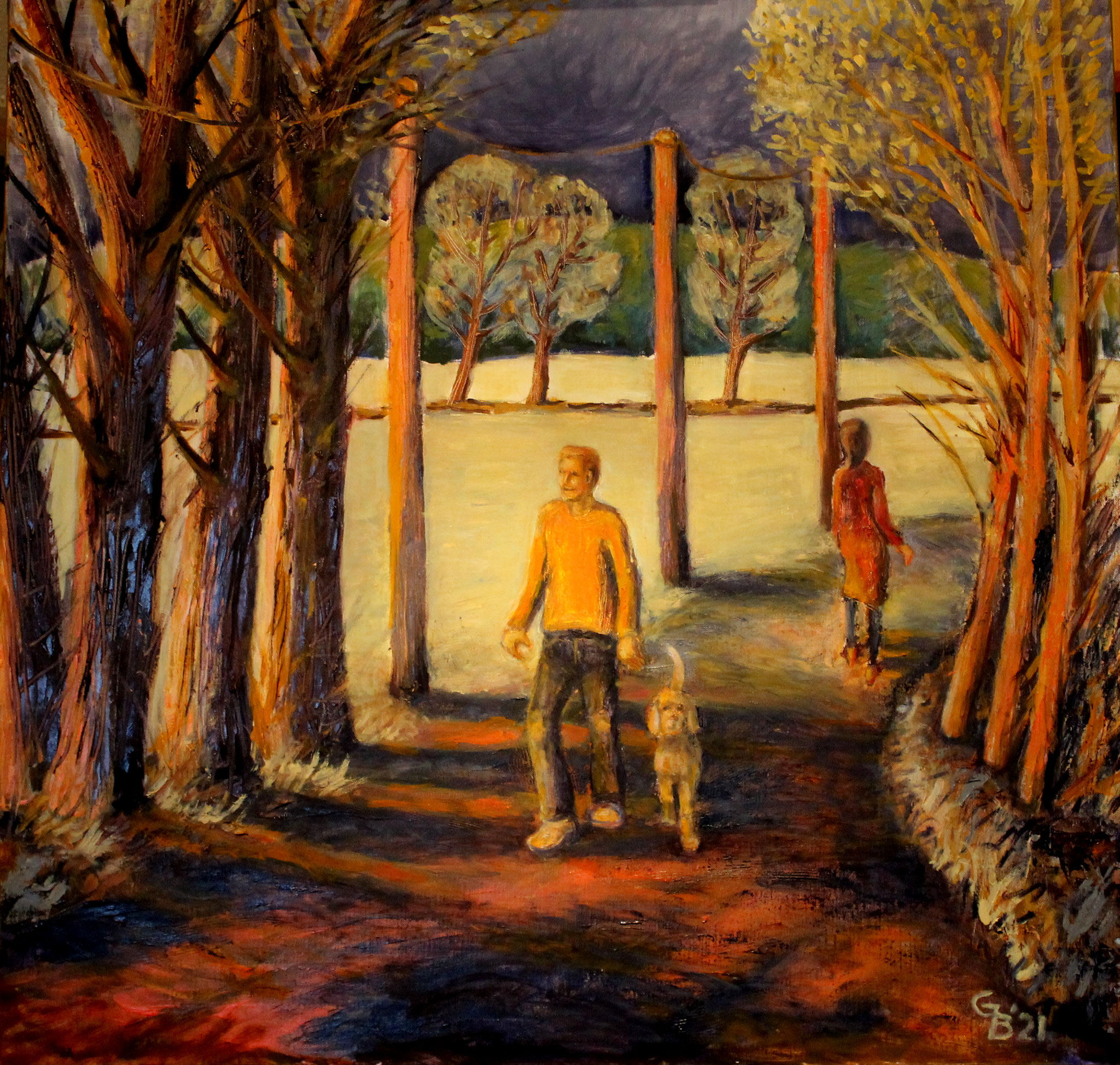 Abendspaziergang, 2021, Öl auf Leinwand, 80x80 cm