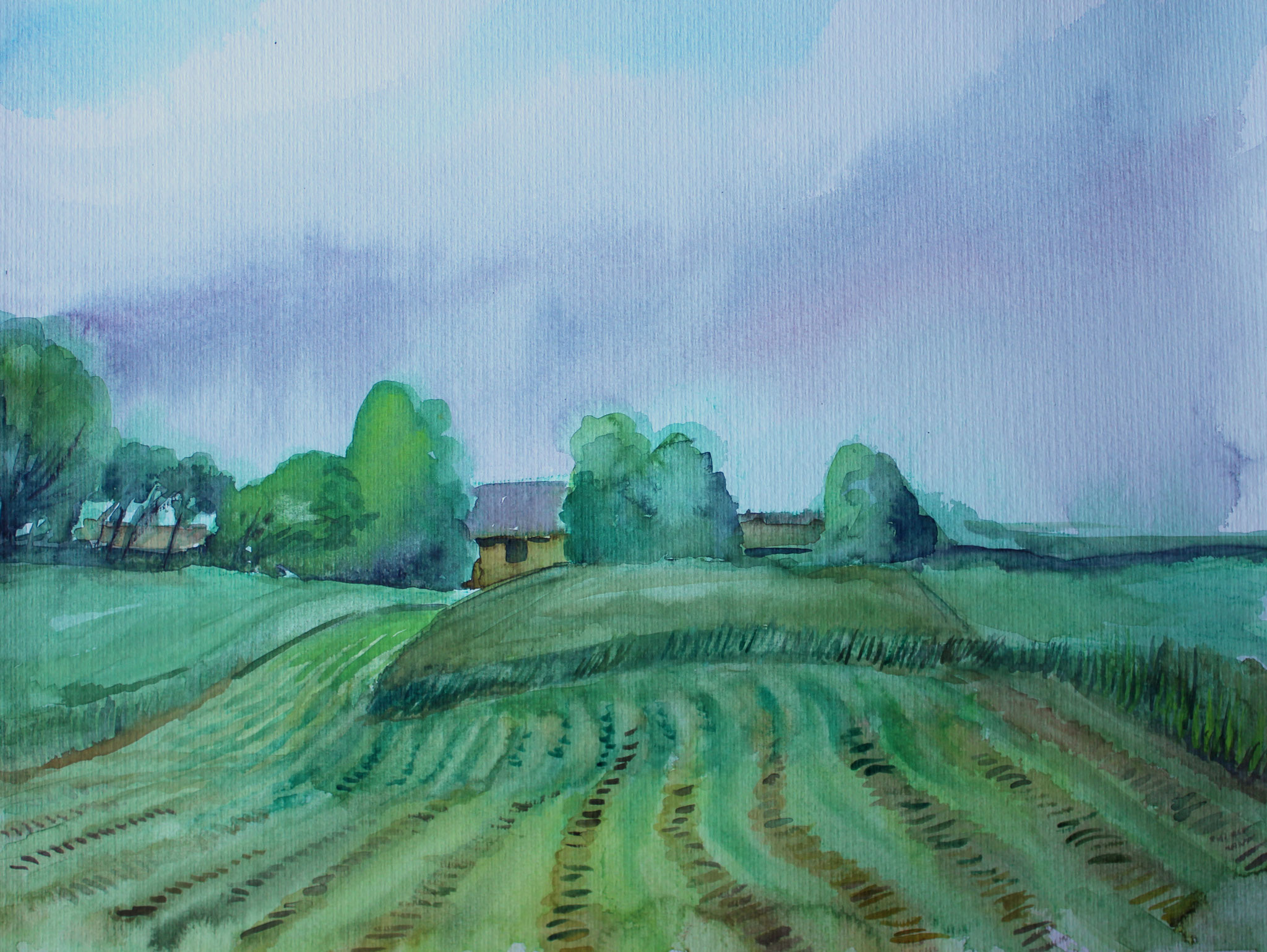 Wiesenmahd, 2022, Aquarell, 42x56