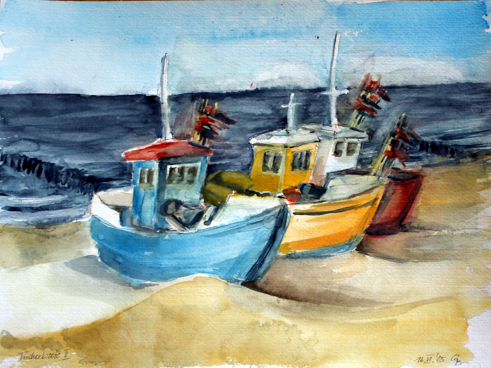 Fischerboote, 2025, Aquarell, 36x48