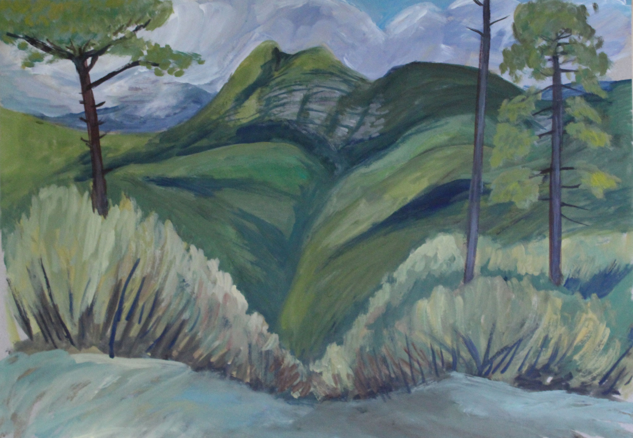 Gebirge bei Marmoreo, 2021, Gouache, 42x59