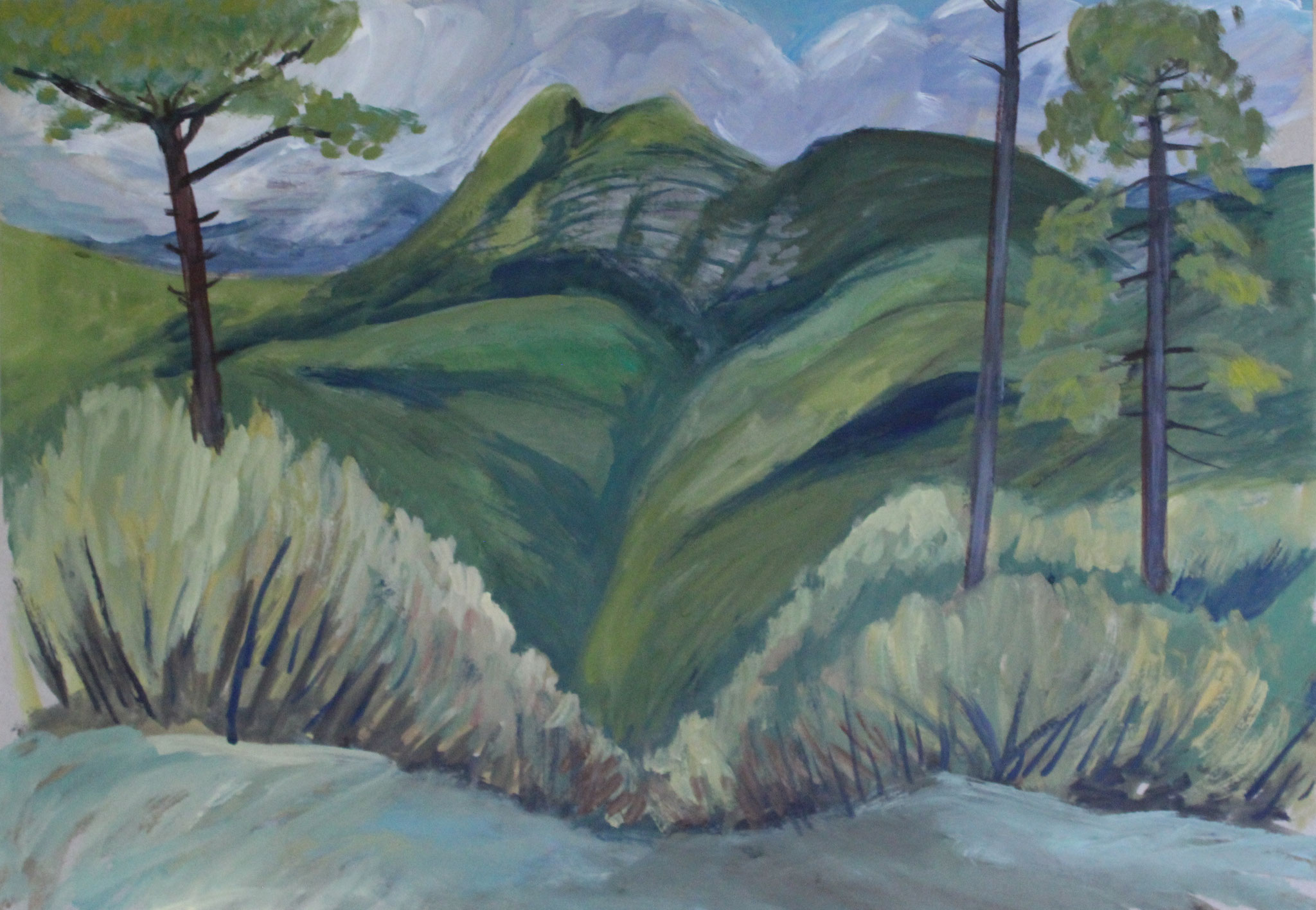 Gebirge bei Marmoreo, 2021, Gouache, 42x59