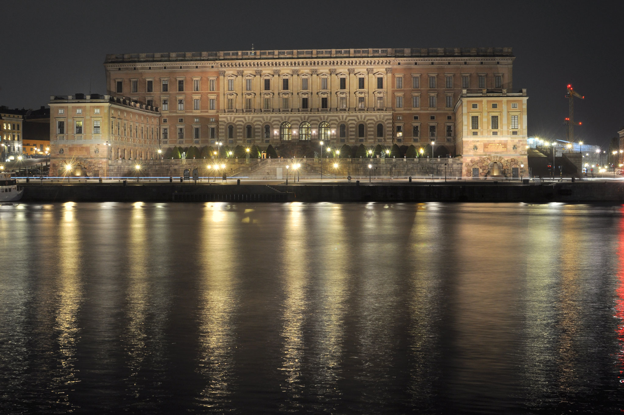 Stockholmer Schloss bei Nacht