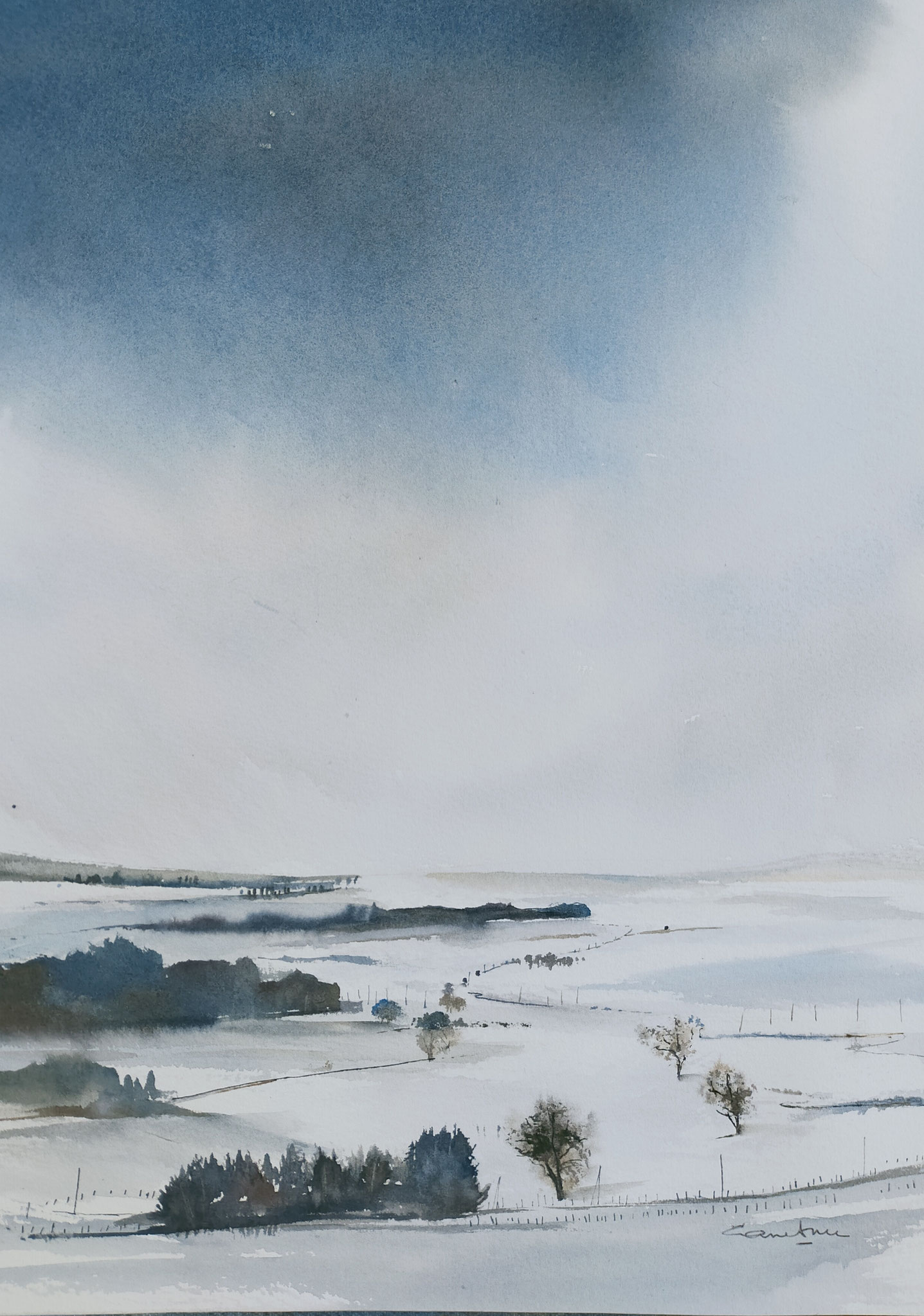 Paysage de neige en Aubrac