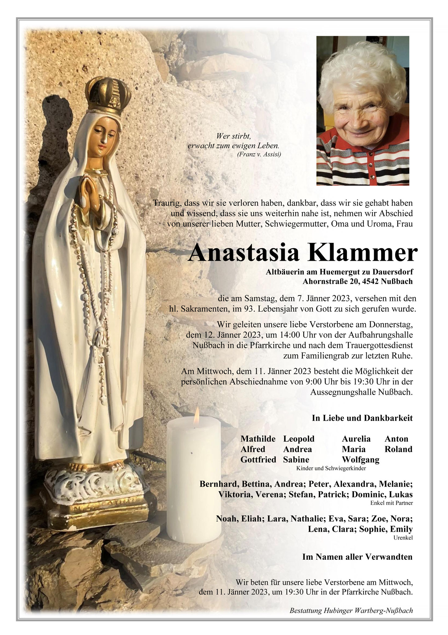 Todesfälle 2023 - bestattung-hubingers Webseite!