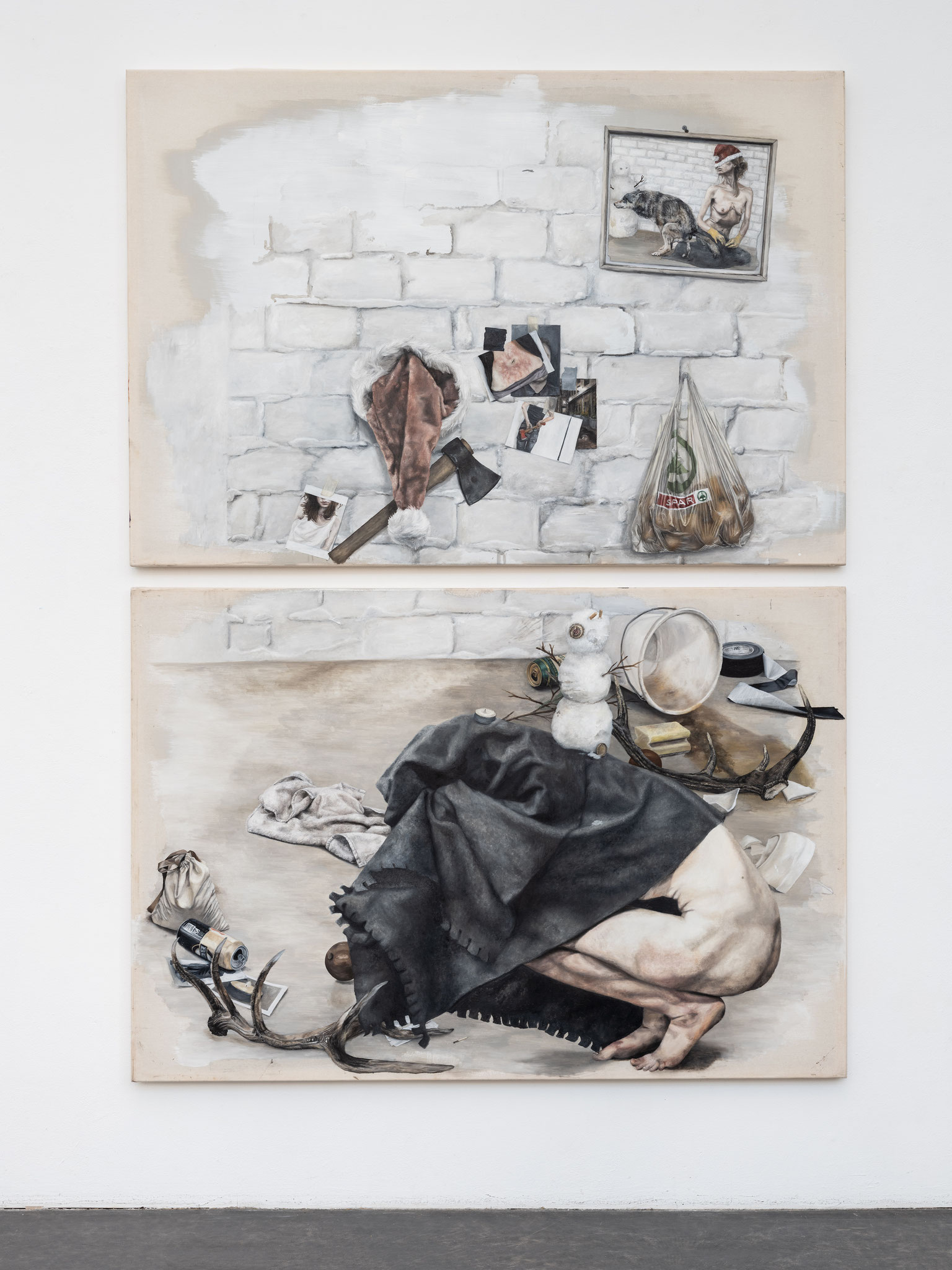 Lydia Balke, But What If We Need One Second Of Sleep? (Hibernation Battlefield III & IV), 2018, Öl und Acryl auf Leinwand, jedes 110 x 160 cm